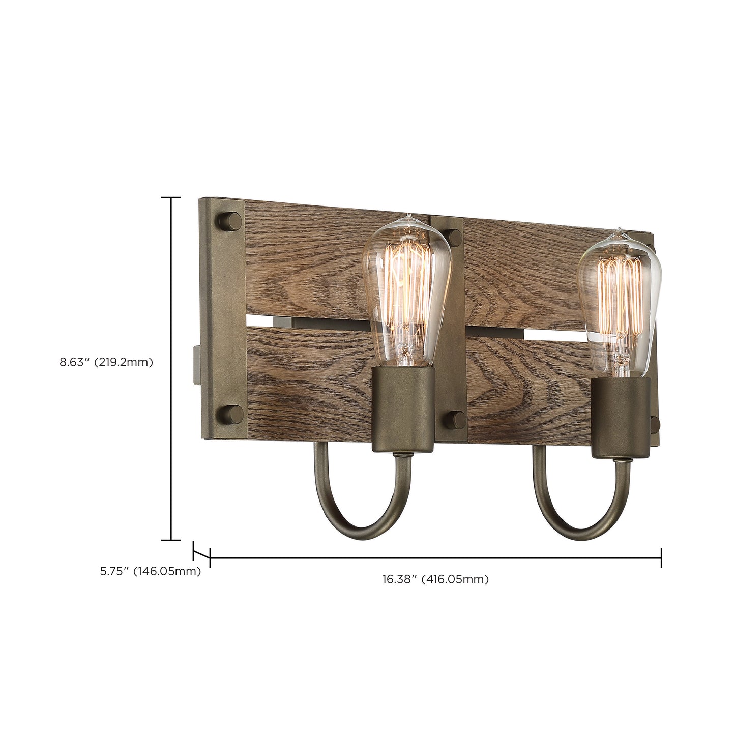 Winchester - 2 Light Vanity with Aged Wood - Bronze Finish
