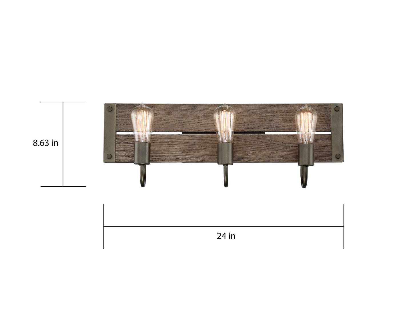 Winchester - 3 Light Pendant with Aged Wood - Bronze Finish