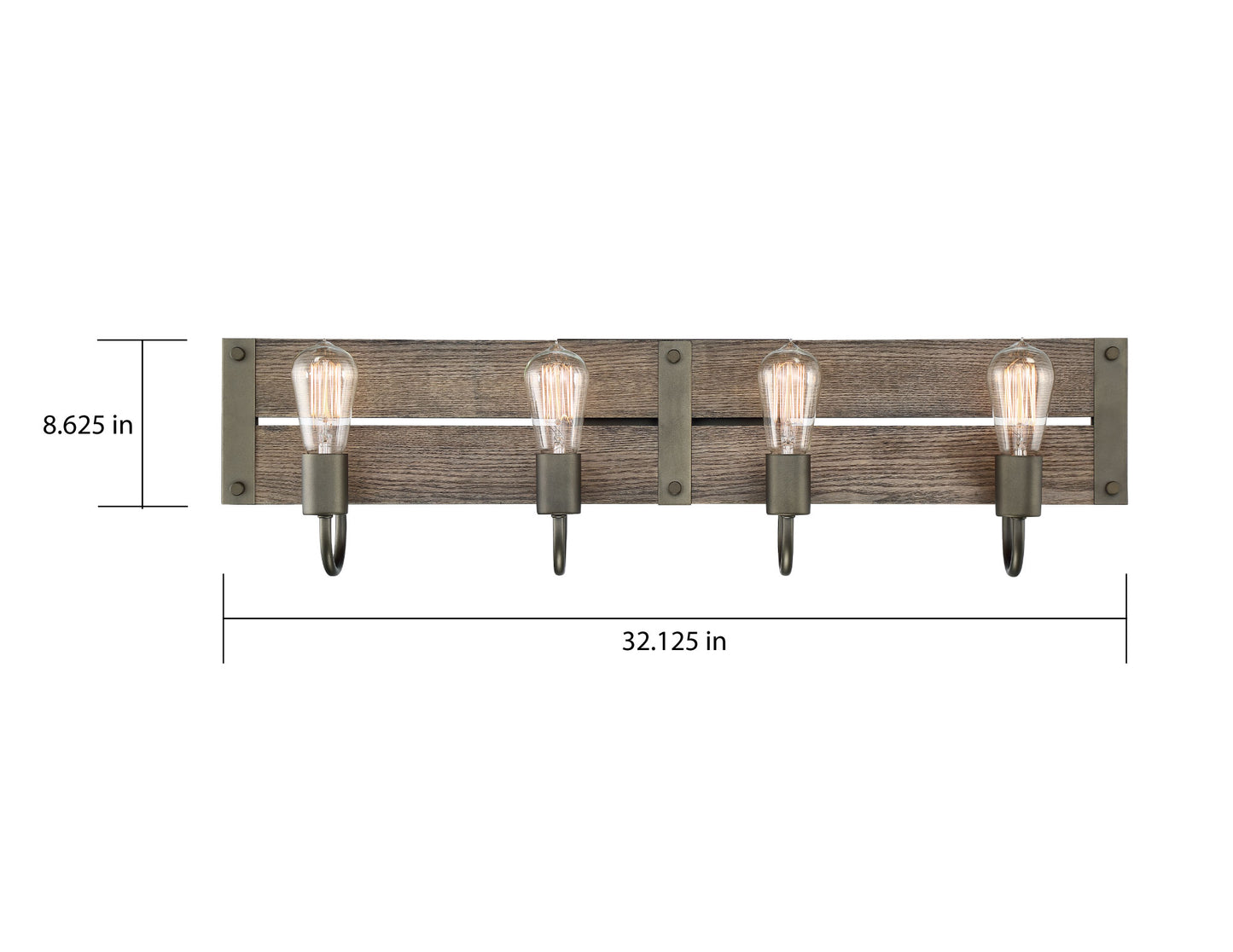 Winchester - 4 Light Pendant with Aged Wood - Bronze Finish