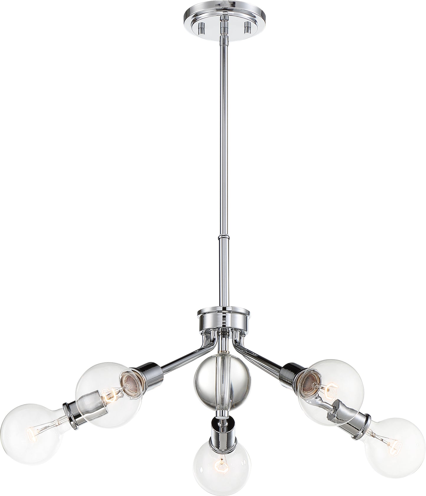 Bounce - 5 Light Pendant with Crystal Accent - Polished Nickel Finish