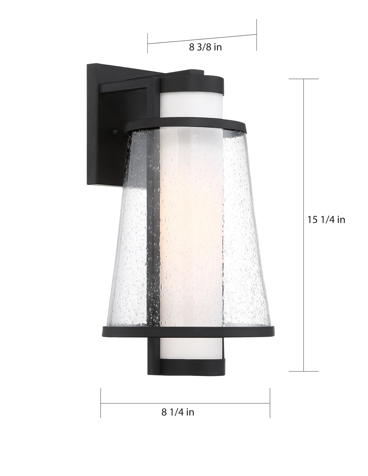Anau - 1 Light Medium Wall Lantern - with Etched Opal and Clear Glass - Matte Black Finish