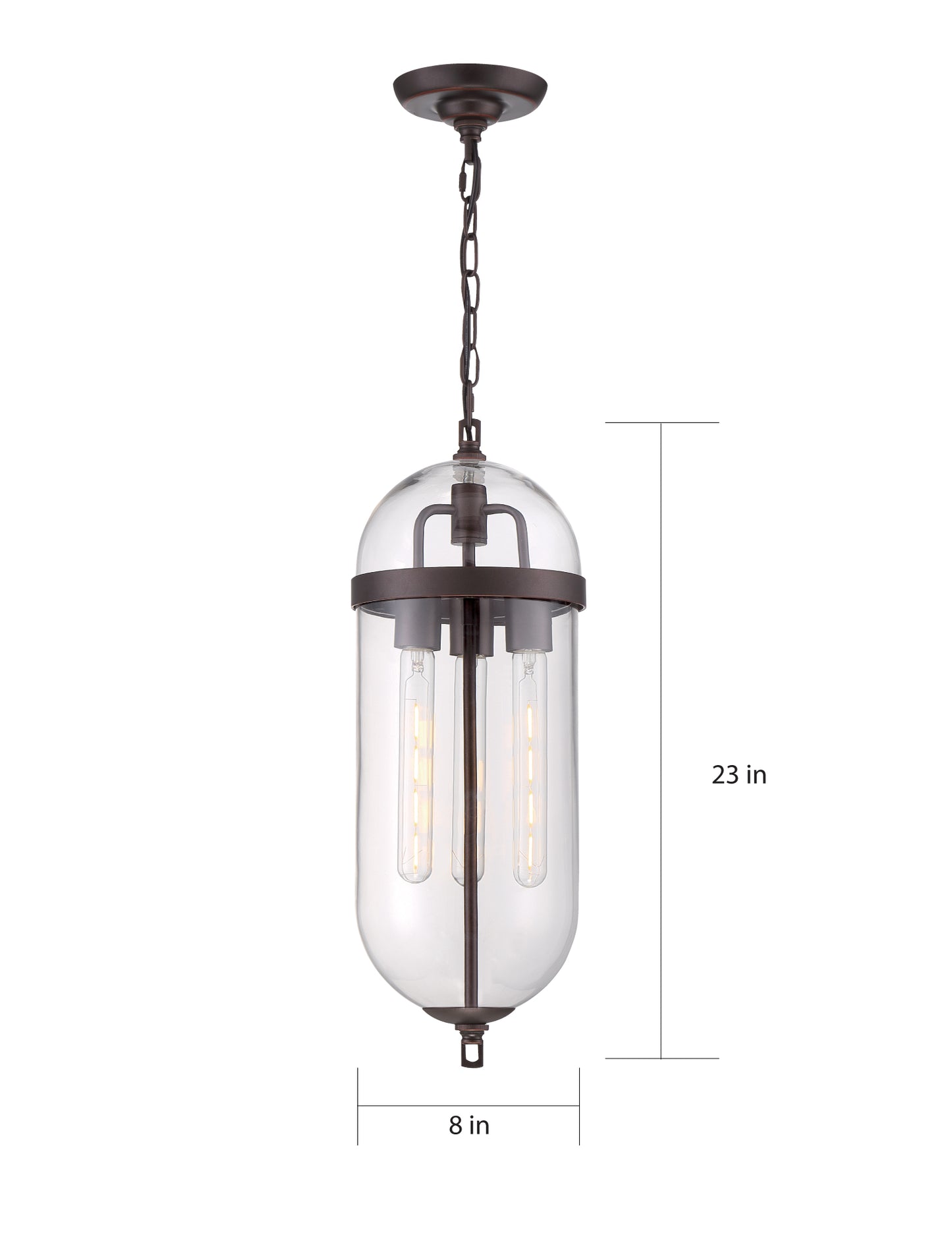 Fathom - 3 Light Pendant - with Clear Glass - Mahogany Bronze Finish