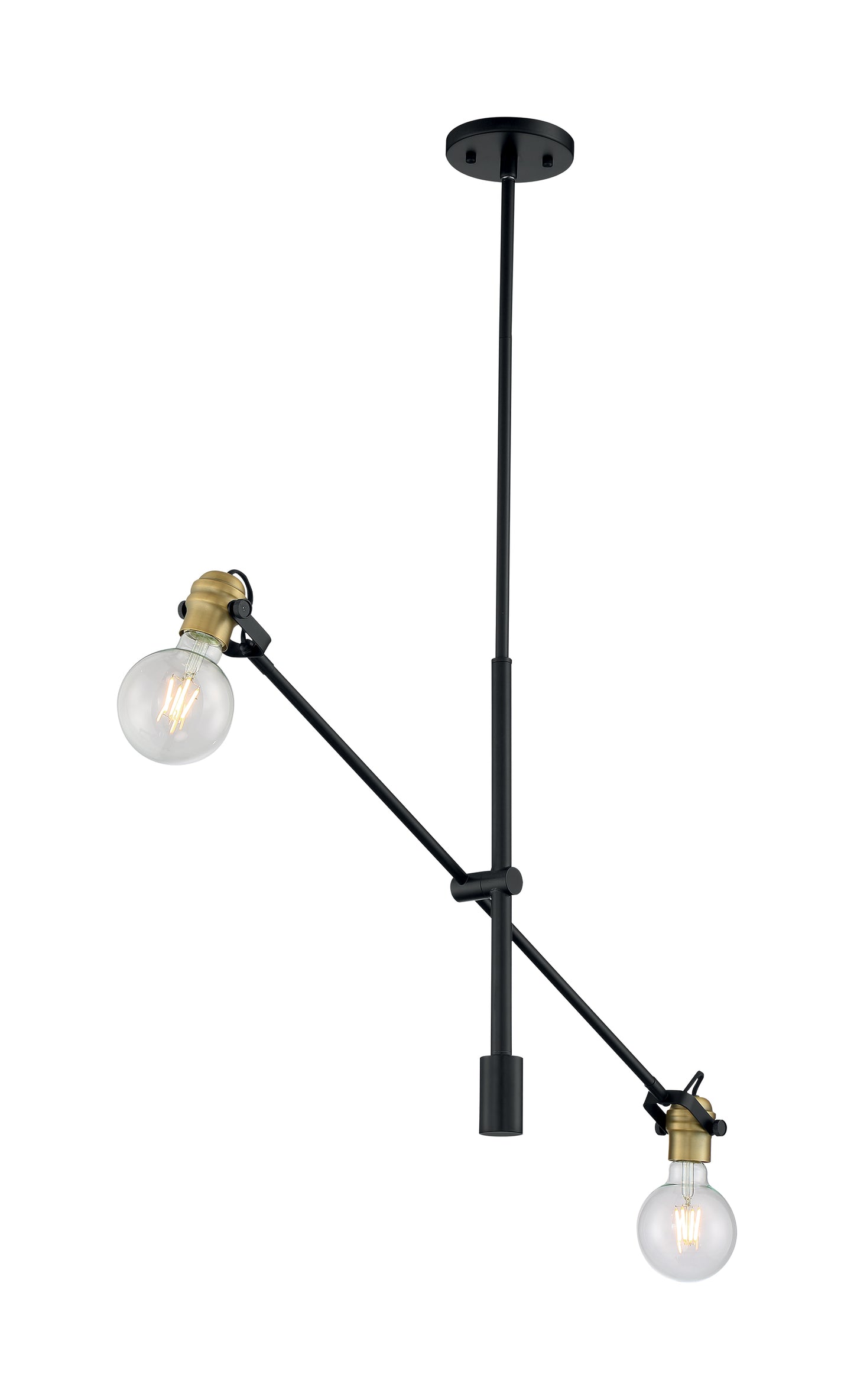 Mantra - 2 Light Pendant with- Black and Brass Accents Finish