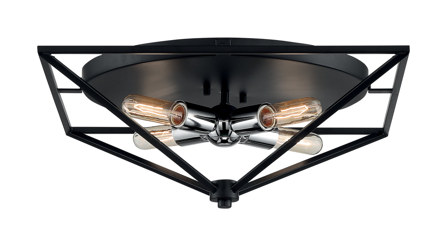 Legend - 4 Light Small Flush Mount with Black and Polished Nickel Finish