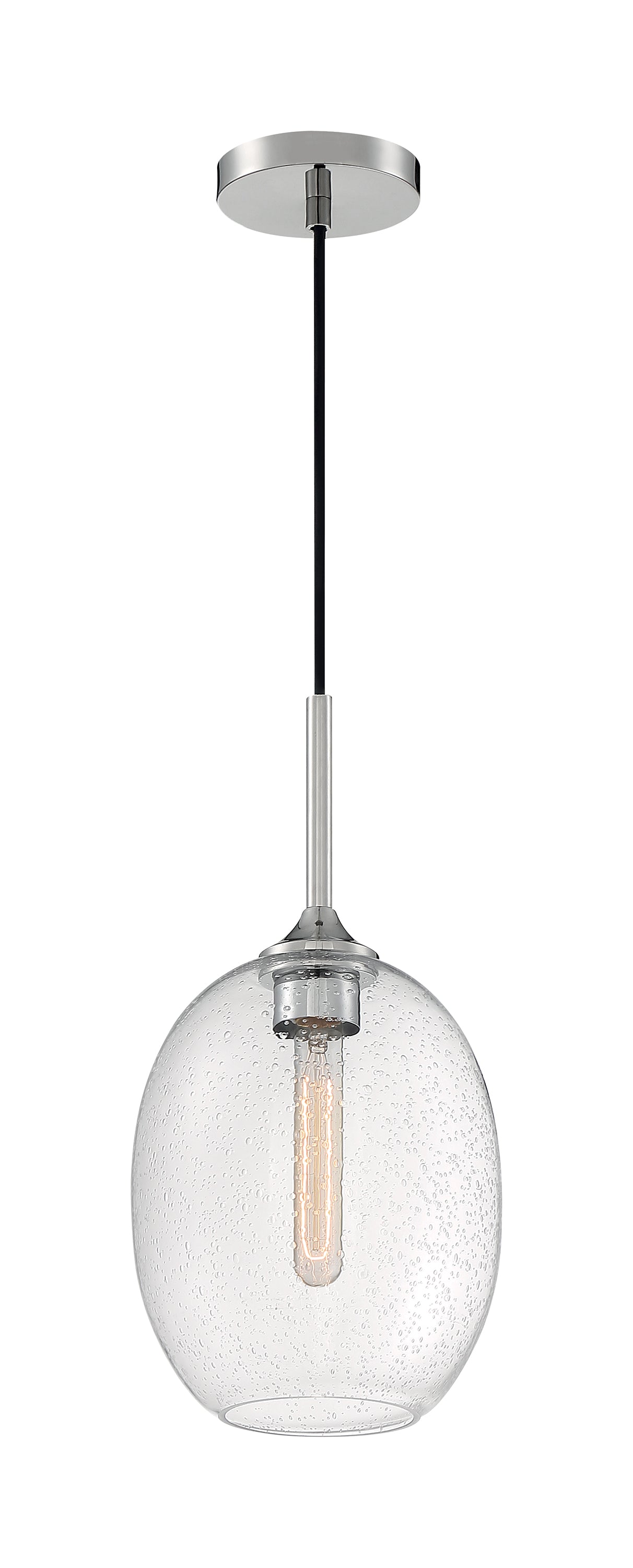 Aria - 1 Light Small Pendant with Seeded Glass - Polished Nickel Finish