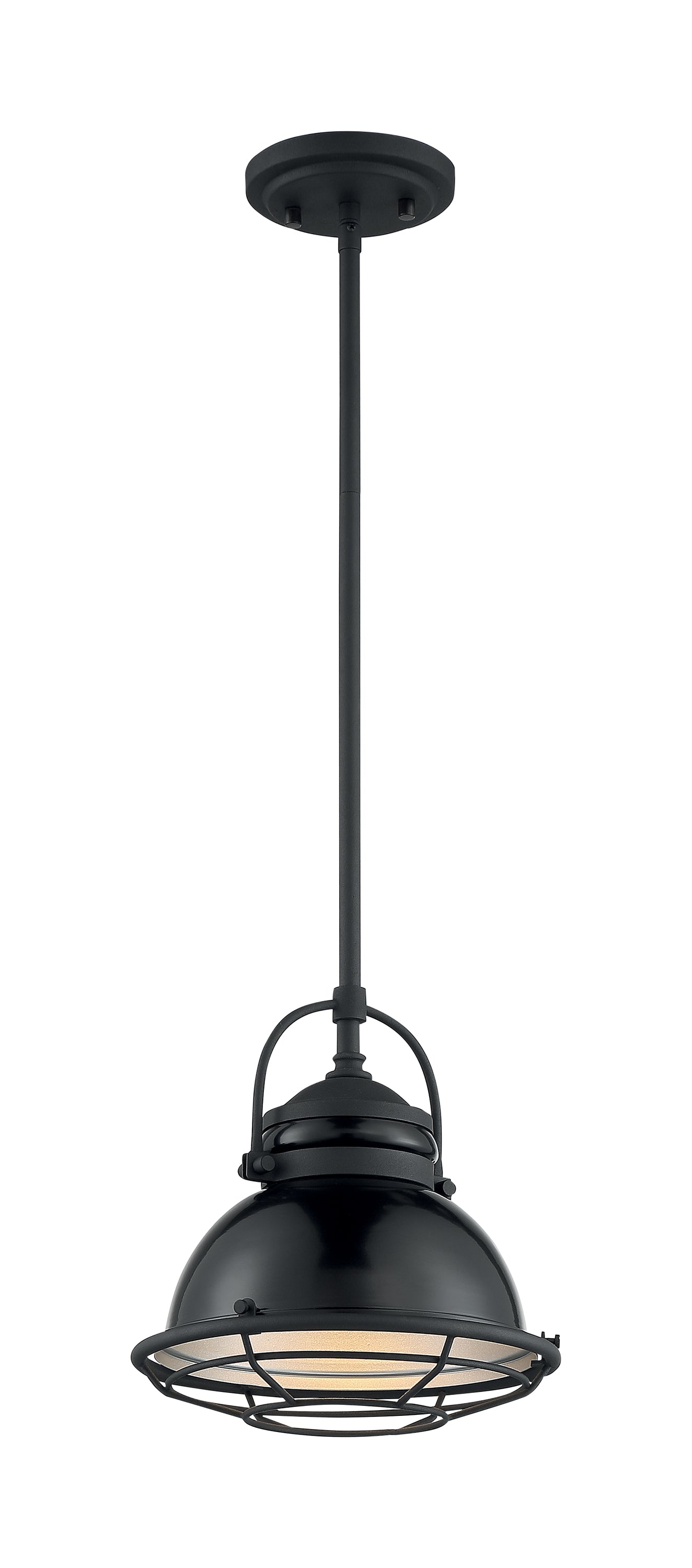 Upton - 1 Light Small Pendant with Black and Silver - Black Accents Finish