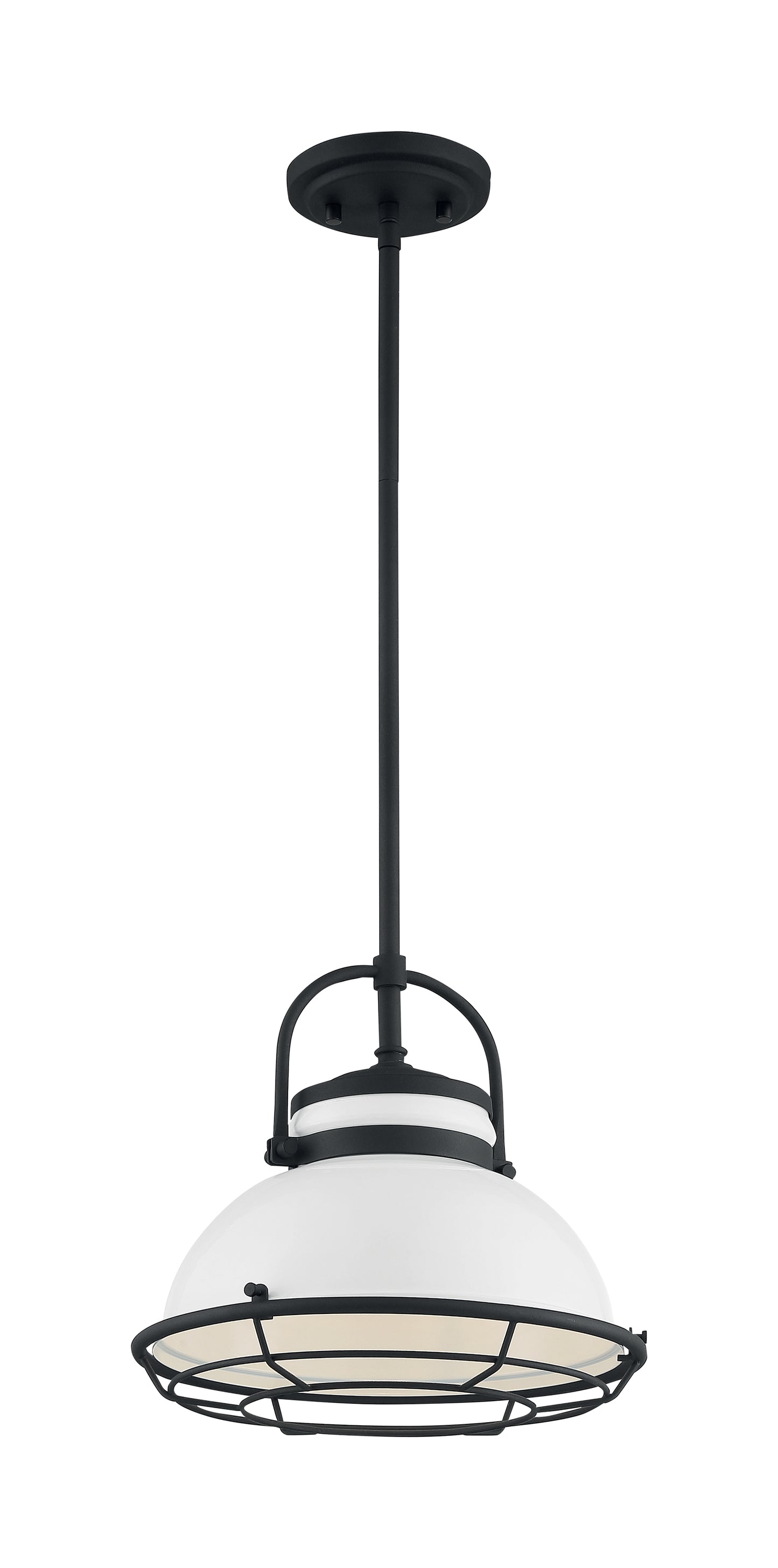 Upton - 1 Light Large Pendant with Gloss White - Black Accents Finish