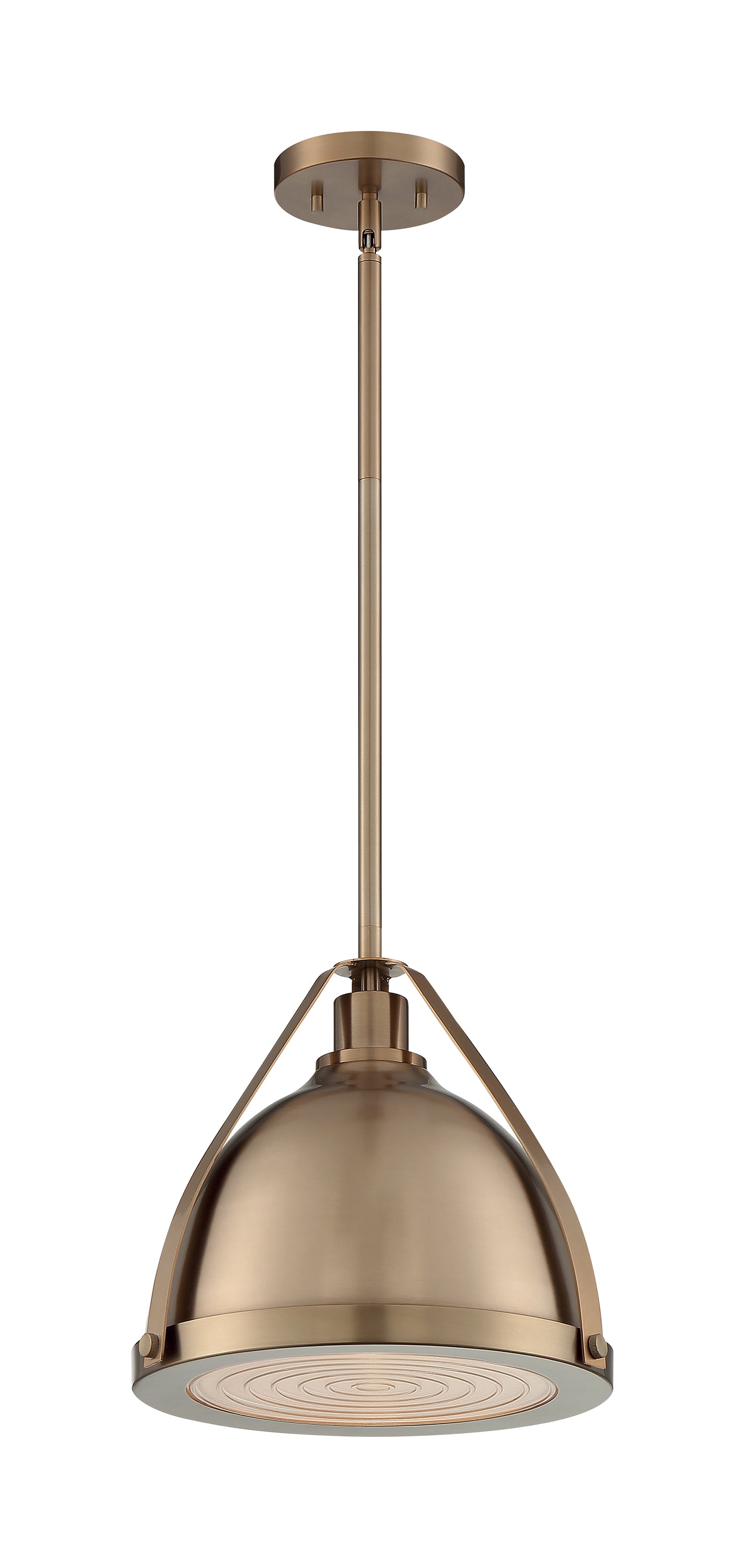 Barbett - 1 Light Medium Pendant with Fresnel Glass - Burnished Brass Finish