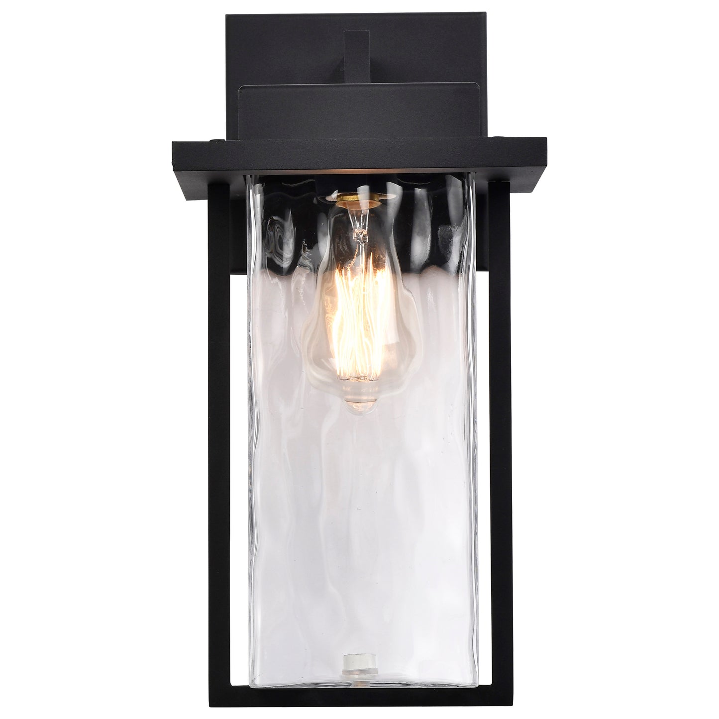 Vernal - 1 Light Large Outdoor Wall Lantern with Matte Black - Clear Water Glass