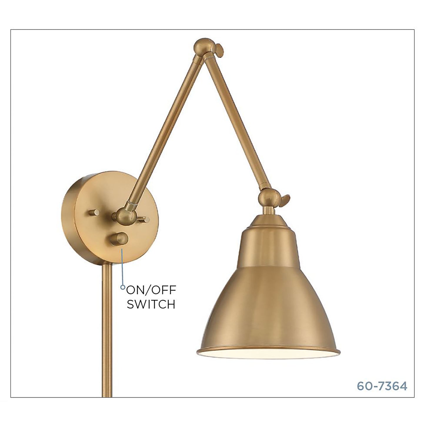 Fulton Swing Arm Lamp - Burnished Brass with Switch