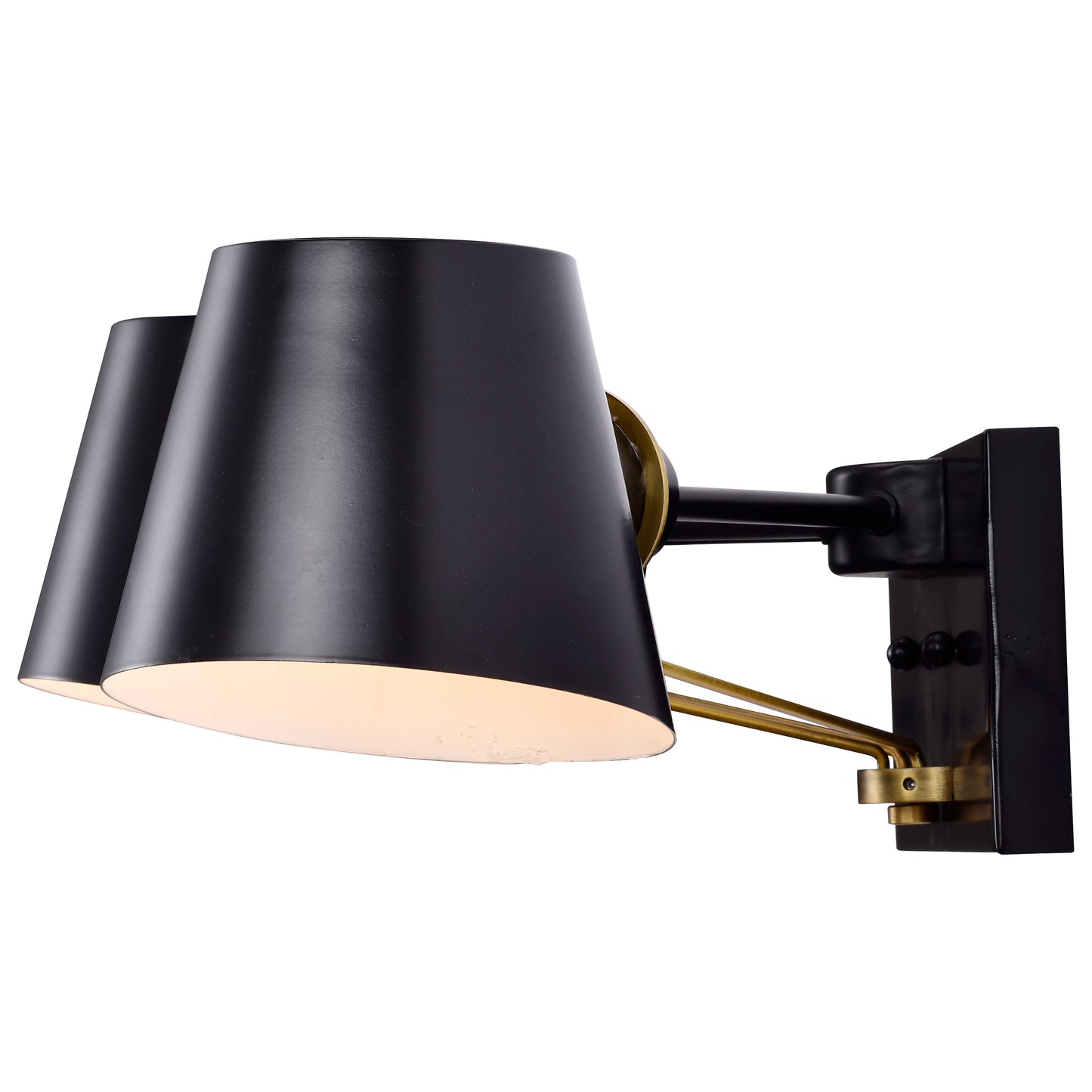 Baxter - 3 Light Vanity - Black with Burnished Brass