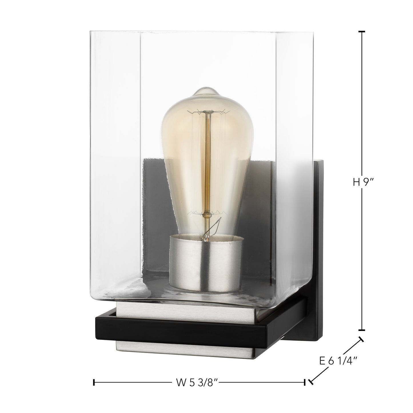 Crossroads; 1 Light Vanity; Matte Black with Clear Glass
