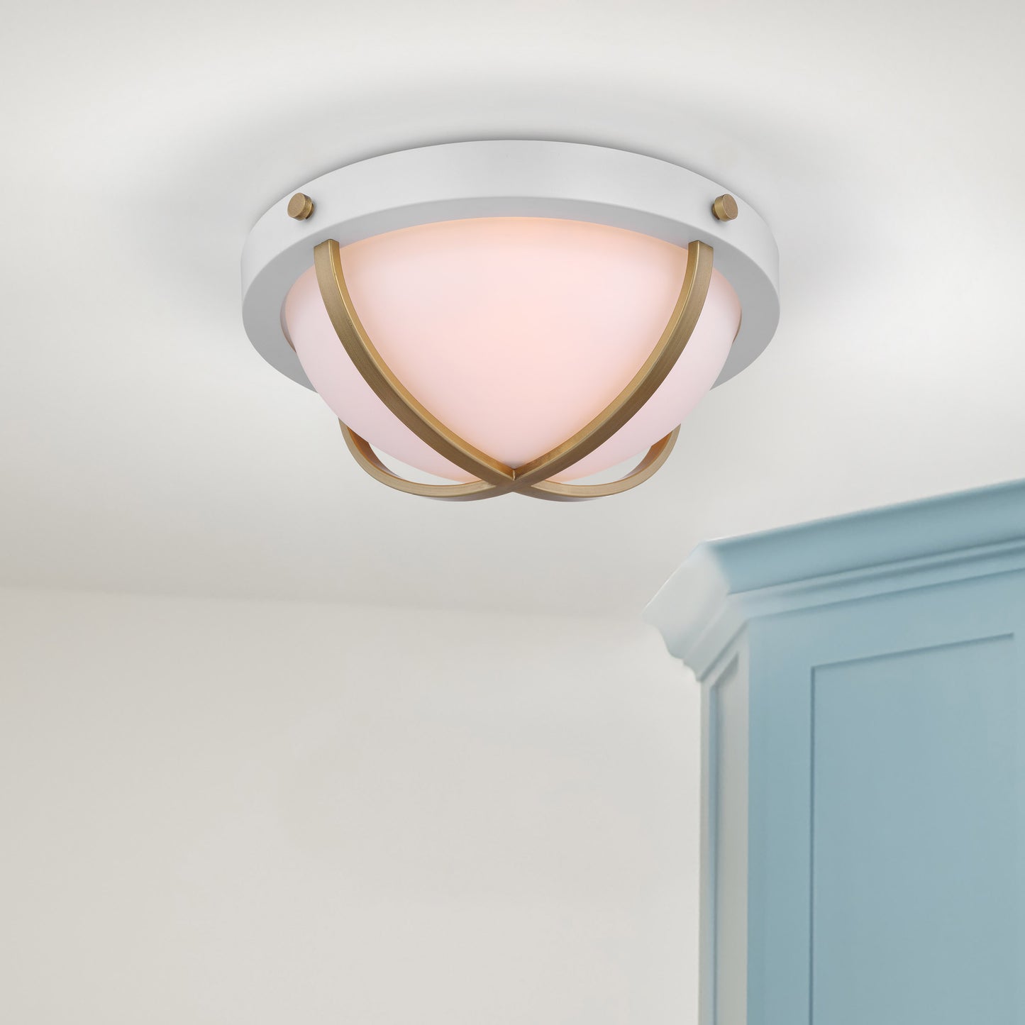 Lincoln - 2 Light Large Flush Mount - 60W - Matte White - White Opal Glass
