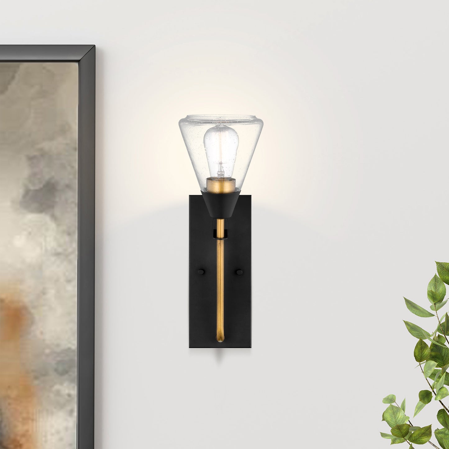 Starlight - 1 Light Wall Sconce - Medium Base - 60 Watt - Matte Black Finish - Clear Seeded Glass