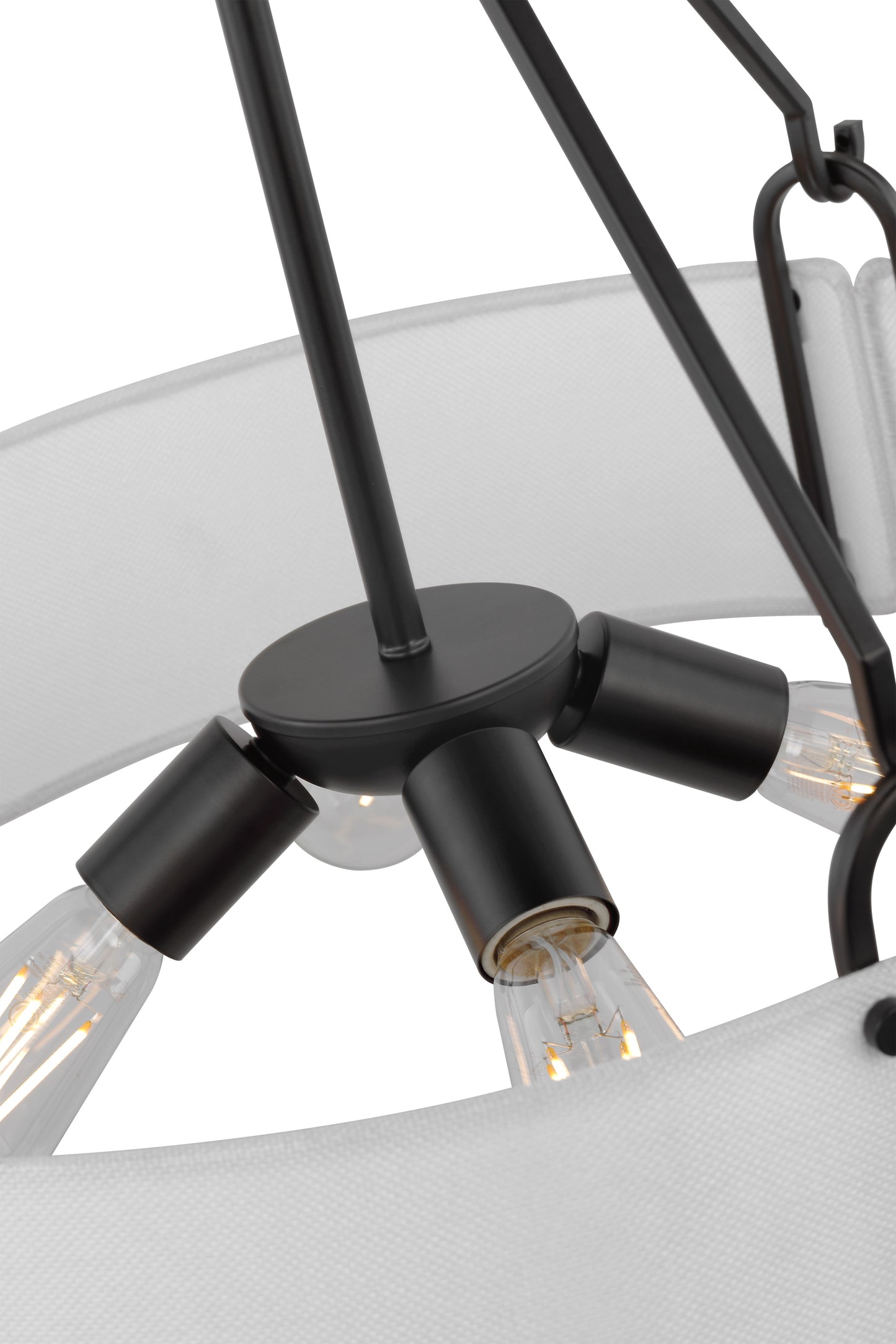 Halter - 4 Light Pendant - Medium Base- 60 Watt - Matte Black Finish - White Fabric Shade