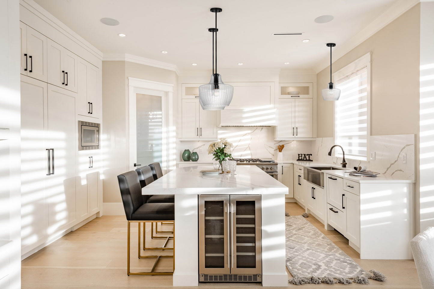 Destin - 1 Light Medium Pendant - Medium Base - Black And Silver Accent Finish - Clear Ribbed Glass
