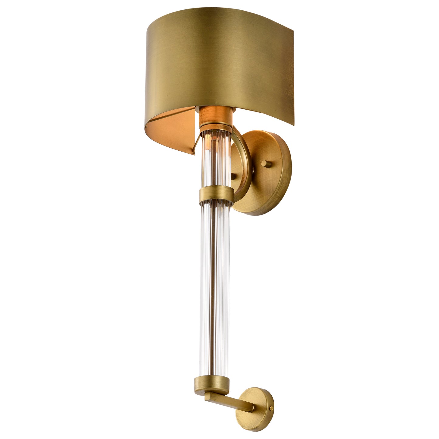 Teagon 1 Light Wall Sconce; Natural Brass Finish; Metal Shade