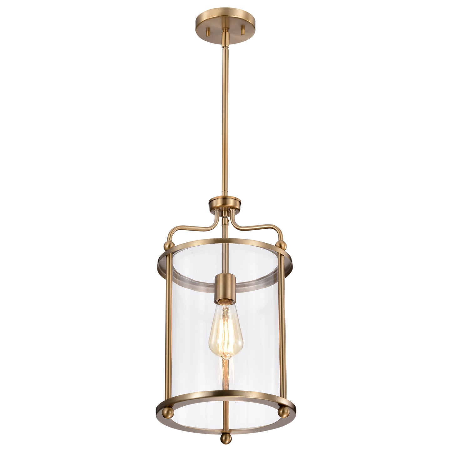 Yorktown 1 Light Pendant; Burnished Brass Finish; Clear Glass