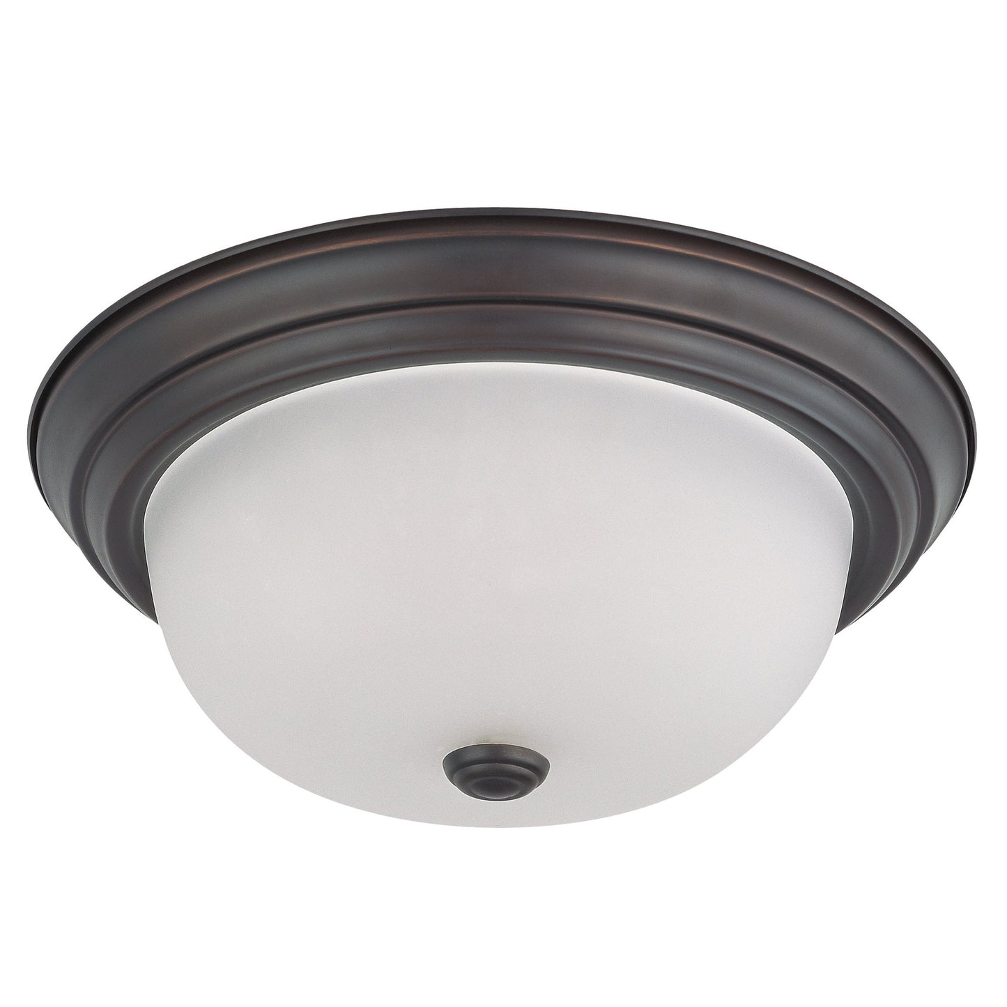 2 Light - LED 13" Flush Fixture - Mahogany Bronze Finish - Frosted Glass - Lamps Included