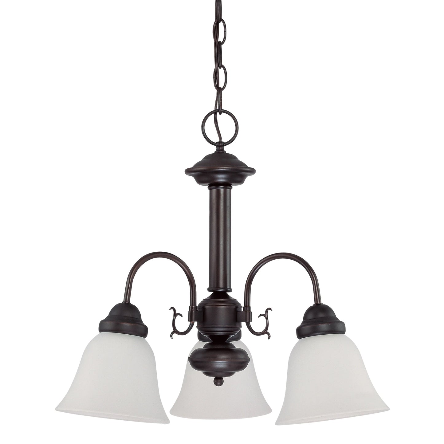 3 Light - Ballerina LED Chandelier - Mahogany Bronze Finish - Frosted Glass - Lamps Included