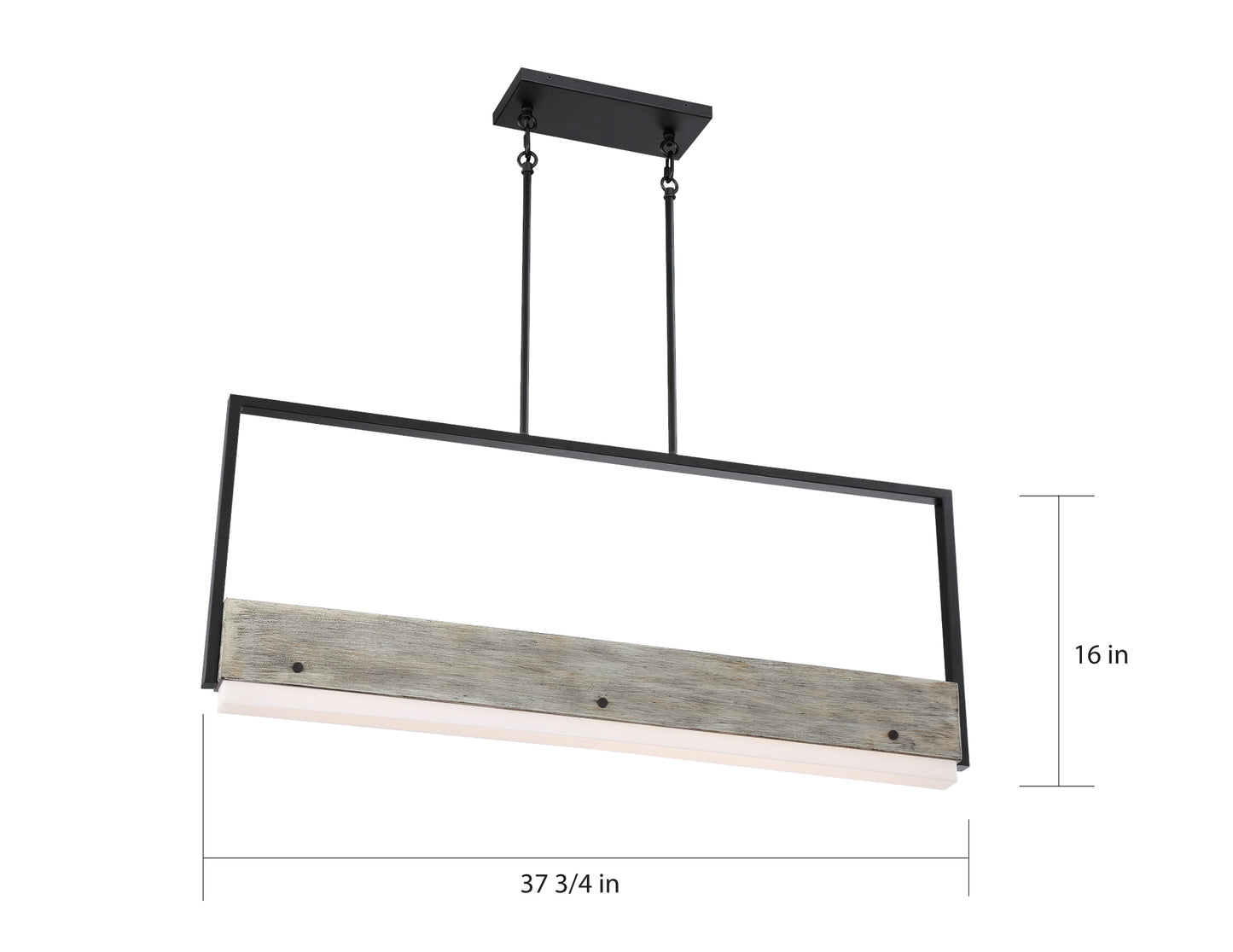 Alta - LED Island Pendant - Black with Gray Wood Finish