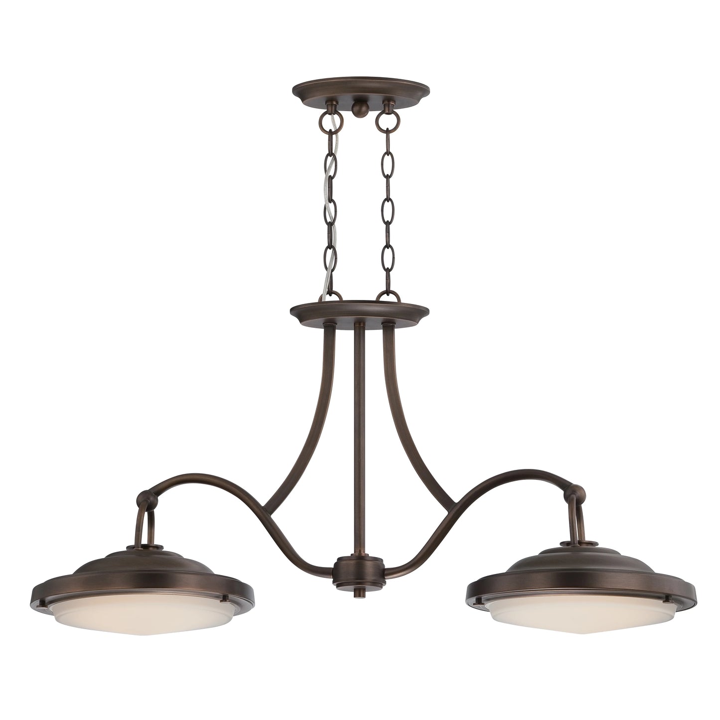 Sawyer - 2 LED Island Pendant with Frosted Glass - Antique Brass Finish