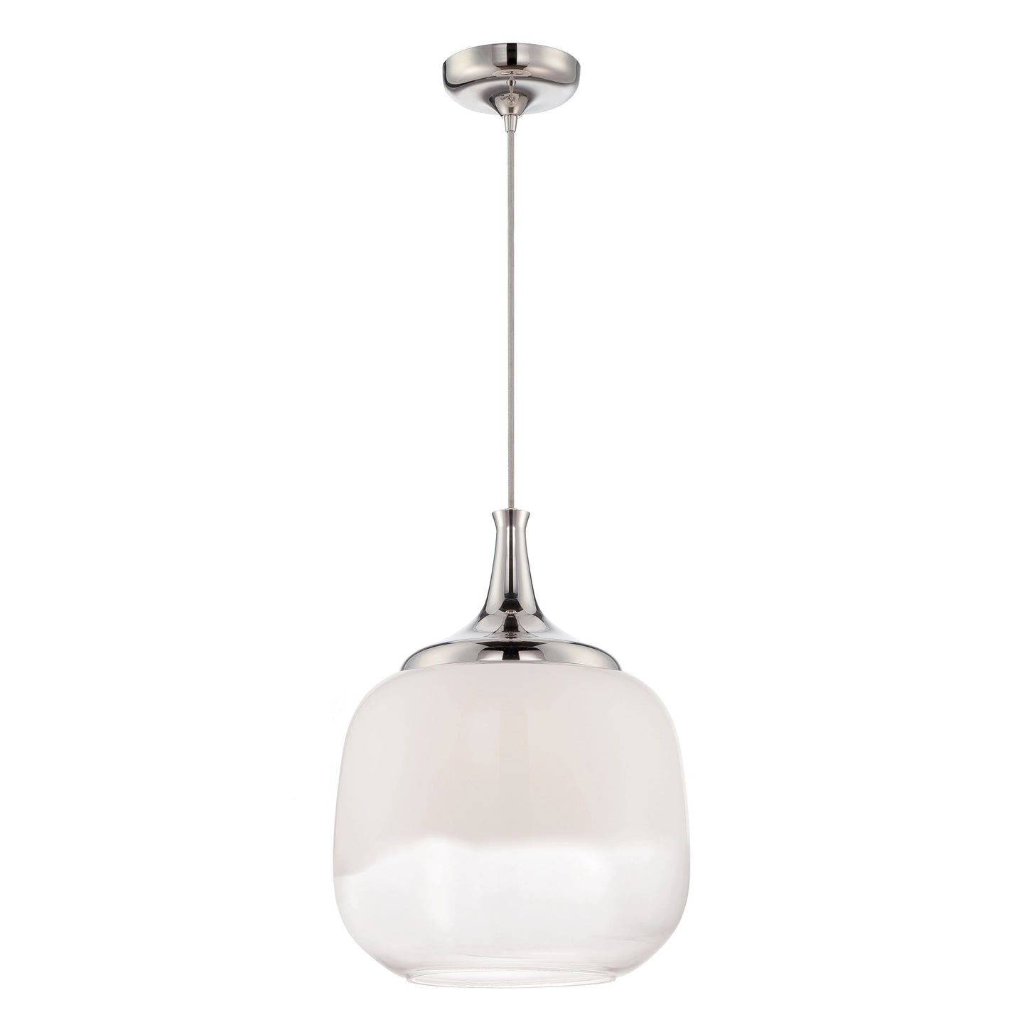 Stellar - LED Glass Pendant with White To Clear Glass - Polished Nickel Finish