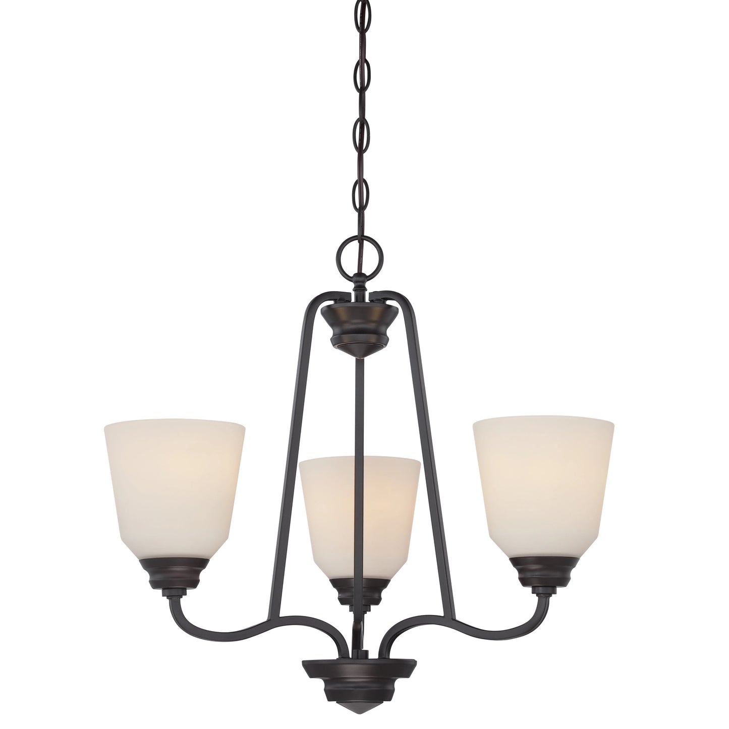 Calvin - 3 Light Chandelier with Satin White Glass - LED Omni Included
