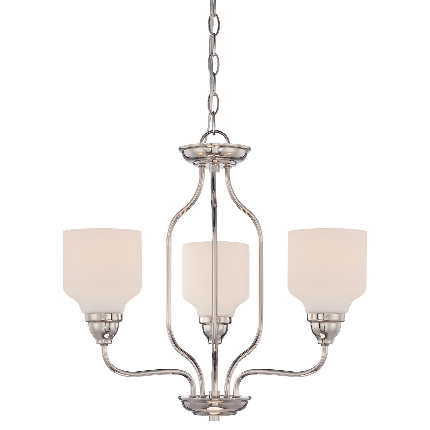 Kirk - 3 Light Chandelier with Satin White Glass - LED Omni Included