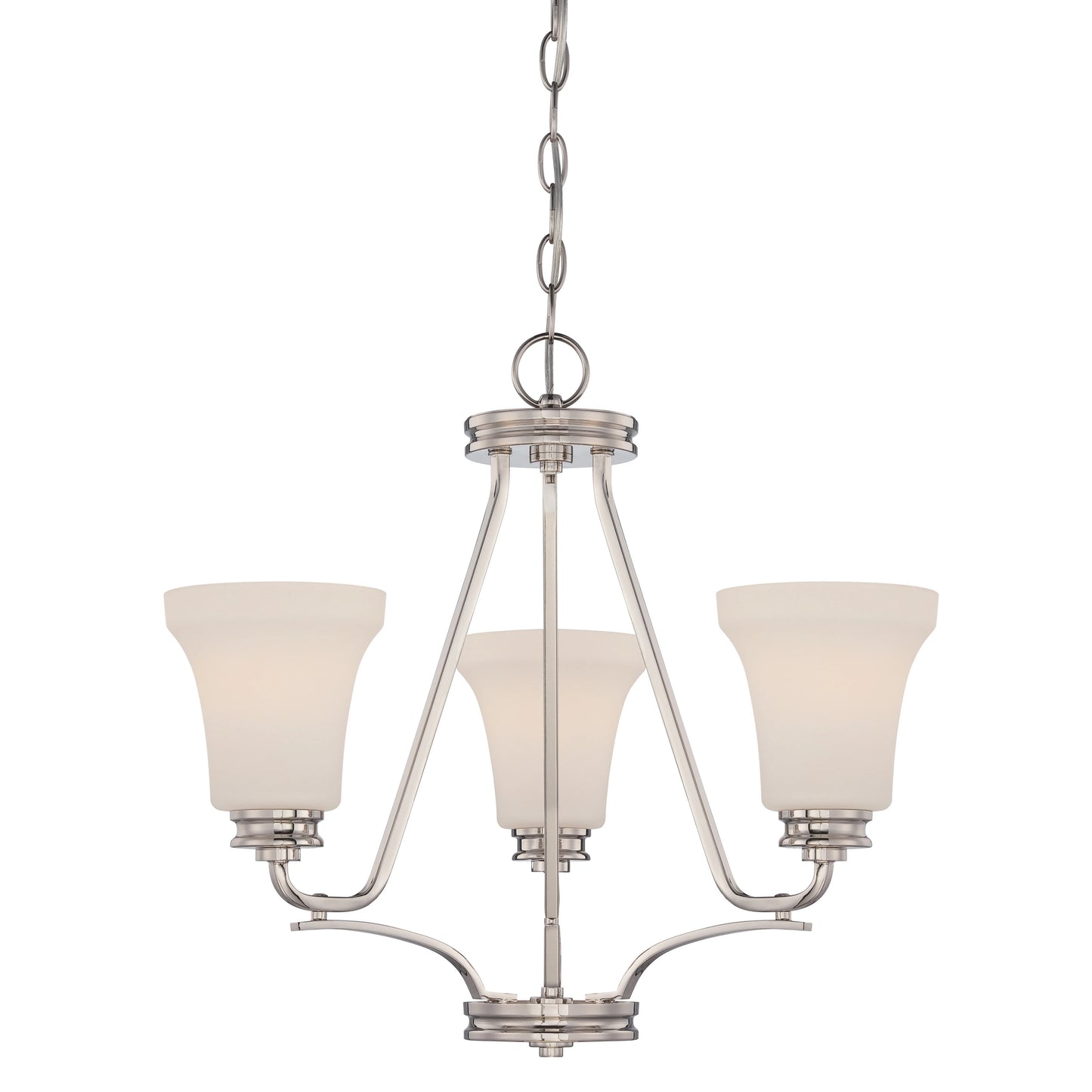Cody - 3 Light Chandelier with Satin White Glass - Polished Nickel Finish - LED Omni Included