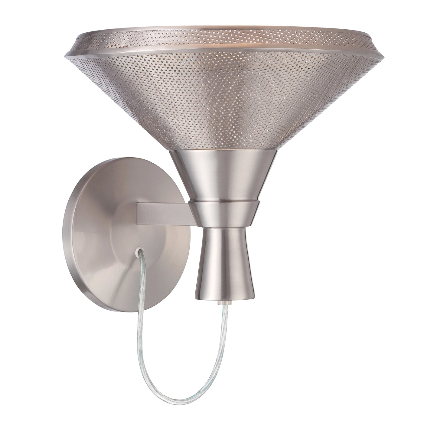 Luger - Perforated Metal Shade Wall Sconce with 14w LED PAR - Satin Steel Finish - Lamp Included