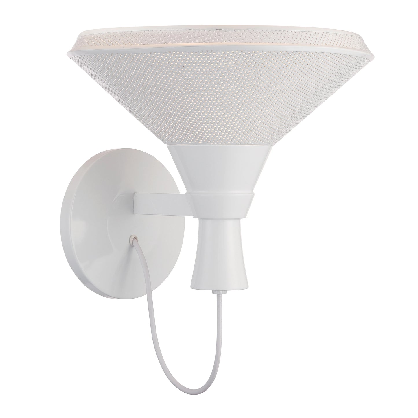 Luger - Perforated Metal Shade Wall Sconce w/ 14W LED PAR - Glacier White Finish - Lamp Included