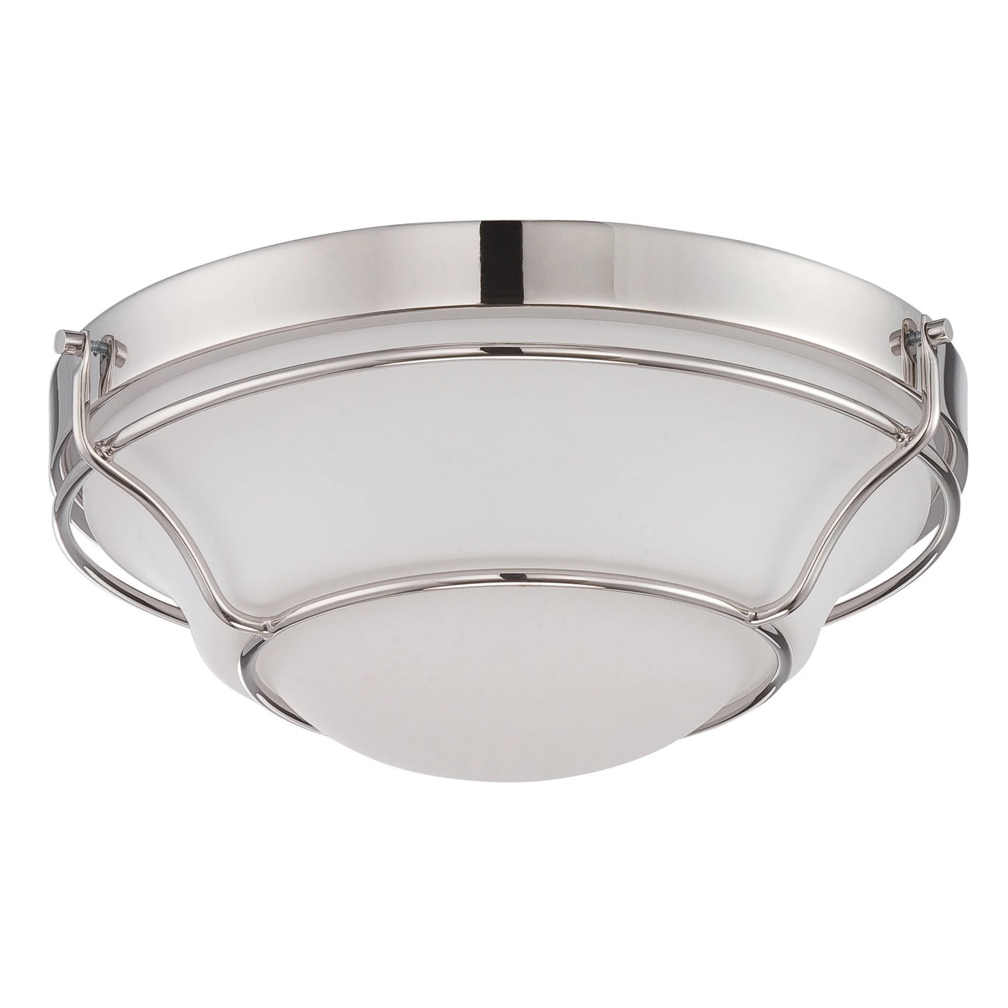 Baker - LED Flush Fixture with Satin White Glass - Polished Nickel Finish