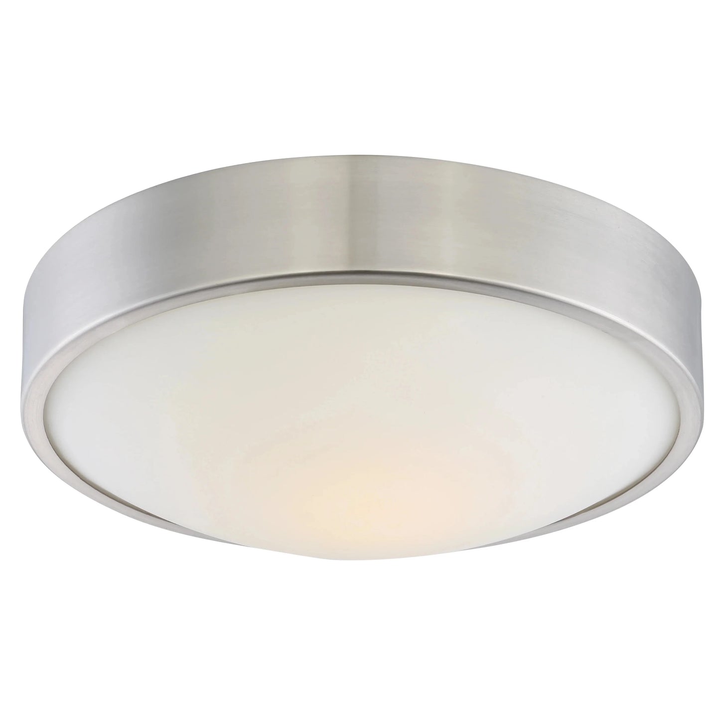 Perk - 13'' LED Flush with White Glass - Brushed Nickel Finish