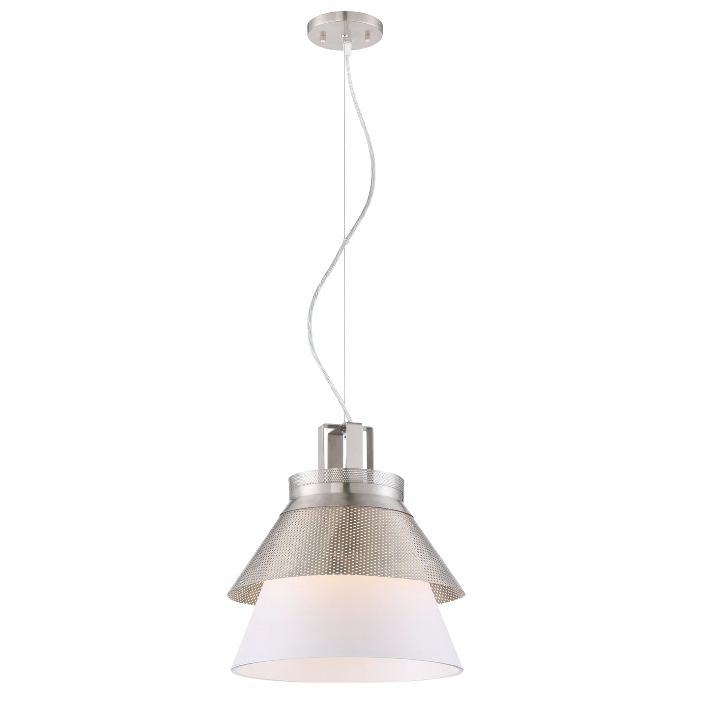 Kyto - LED 13" Pendant with White Opal Glass- Brushed Nickel Finish