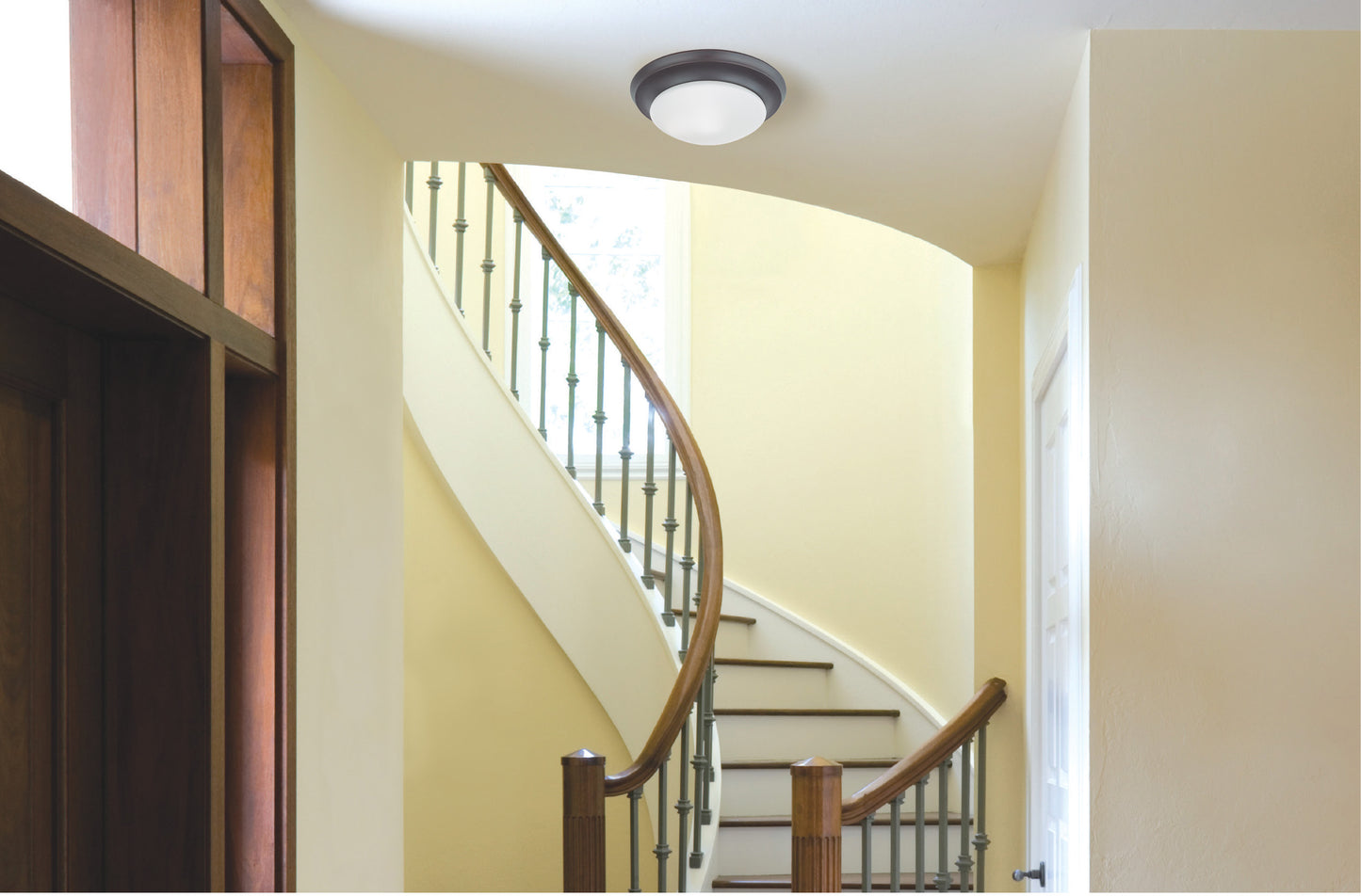 14" - LED Flush with Frosted Glass- Mahogany Bronze Finish- 120-277V