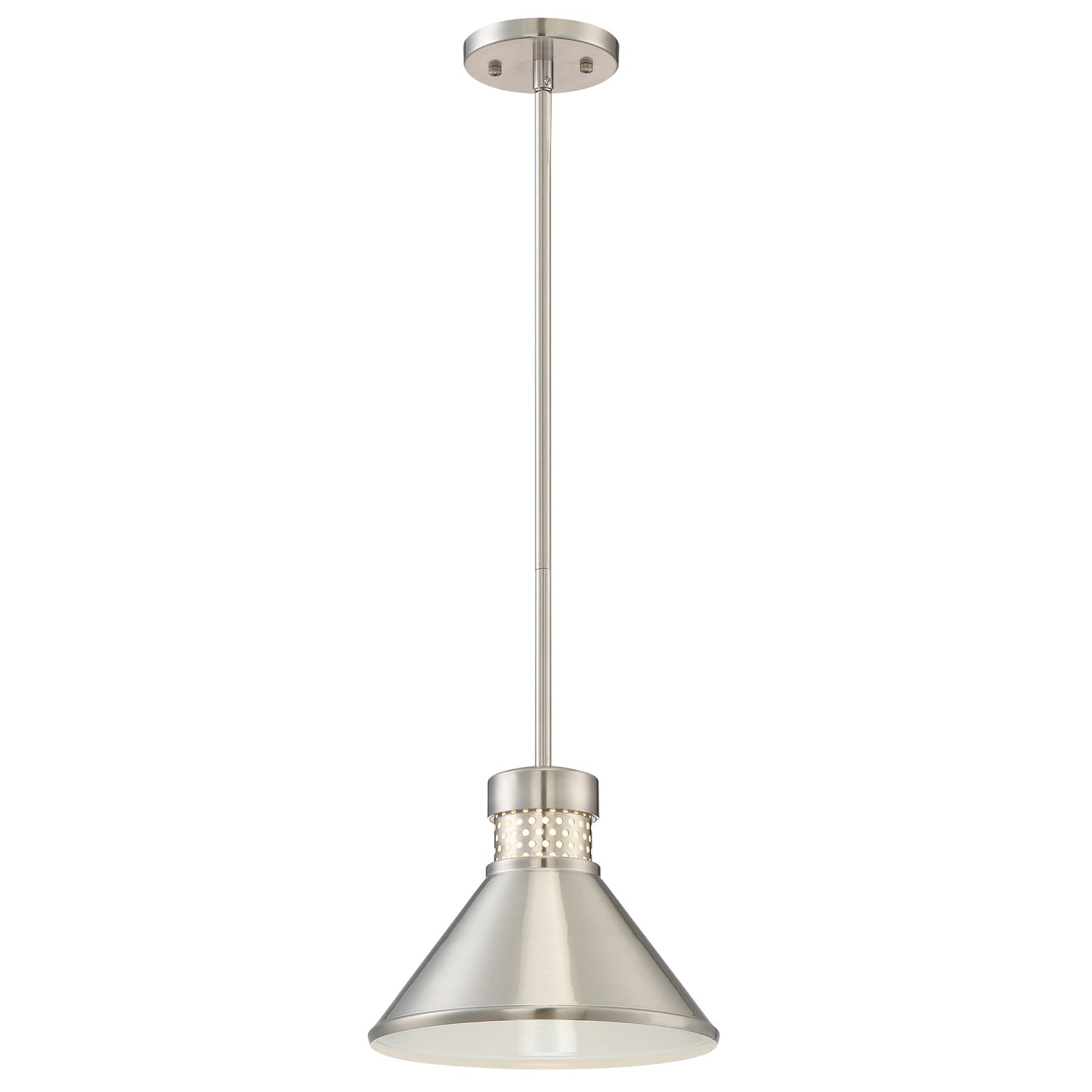 Doral - Small LED Pendant - Brushed Nickel Finish with White Accents