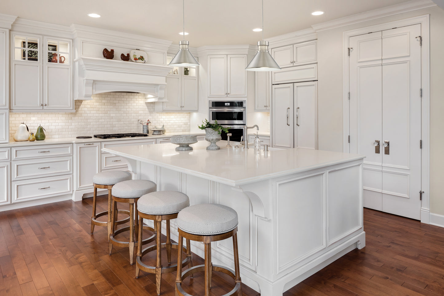 Doral - 1 Light Large LED Pendant with Brushed Nickel Finish - White Accents