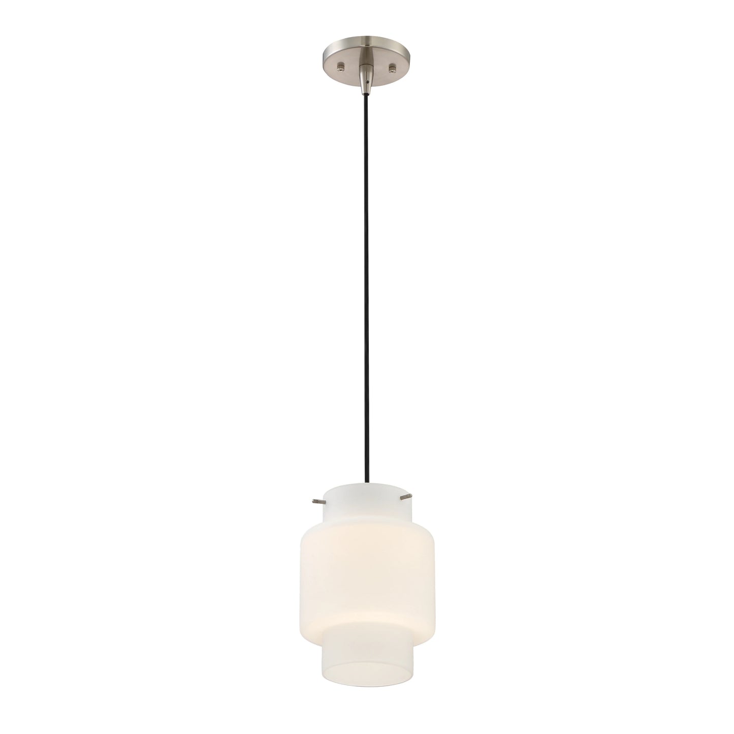 Del - LED Mini Pendant with White Opal Glass - Brushed Nickel Finish
