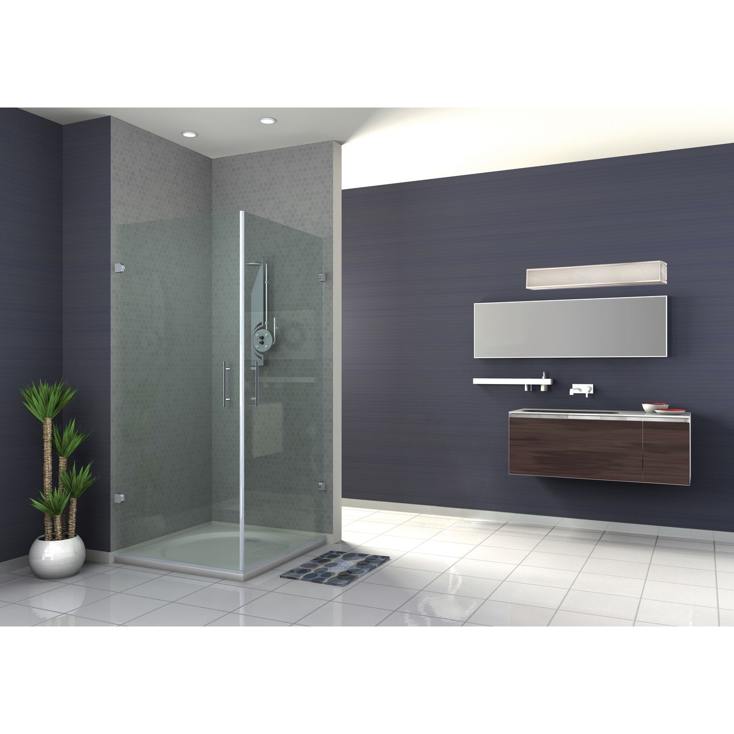 Crate - 36" LED Vanity with Gray Marbleized Acrylic Panels - Brushed Nickel Finish