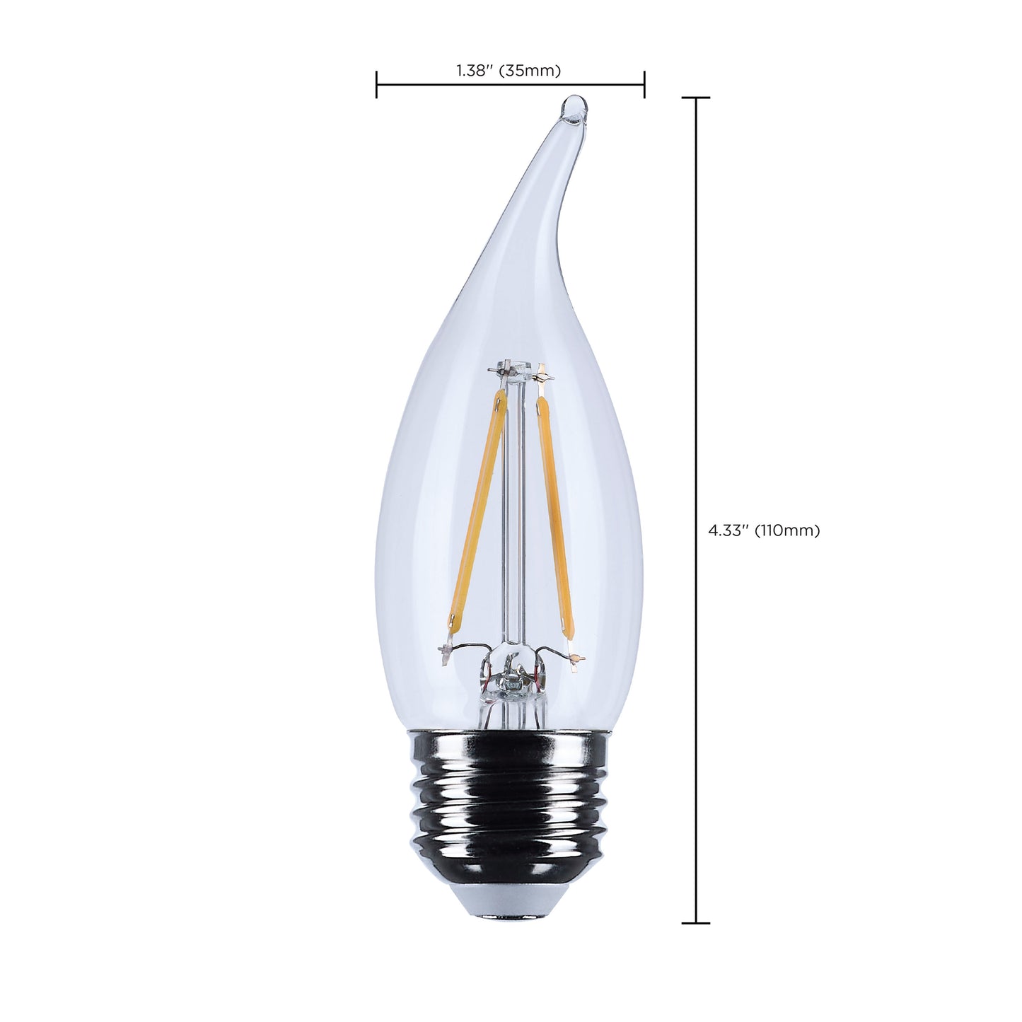 3 Watt CA10 LED; Medium Base; Clear; 3000K CCT; 120 Volt
