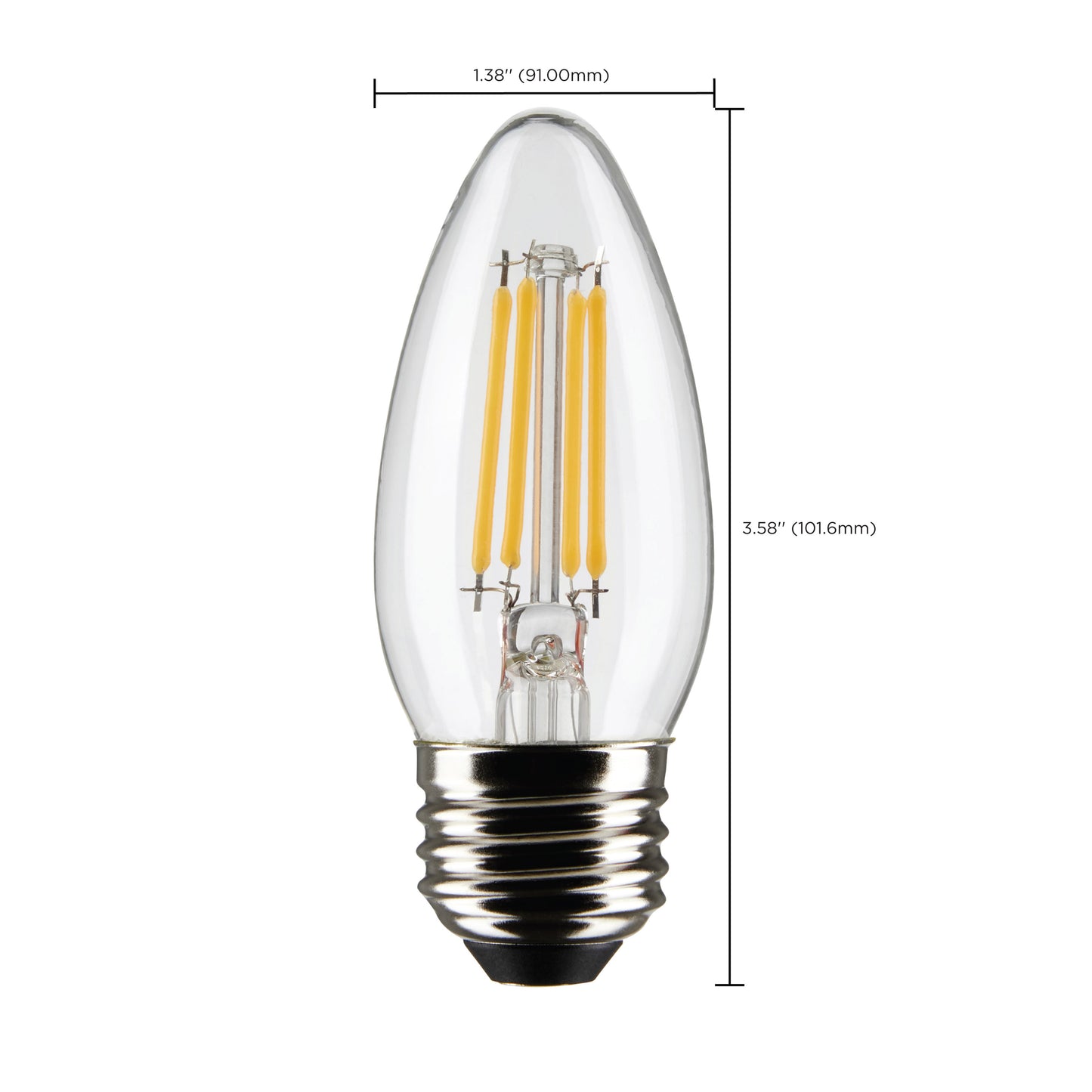 4 Watt B11 LED Filament; Frost; Medium base; 90 CRI; 4000K; 120 Volt