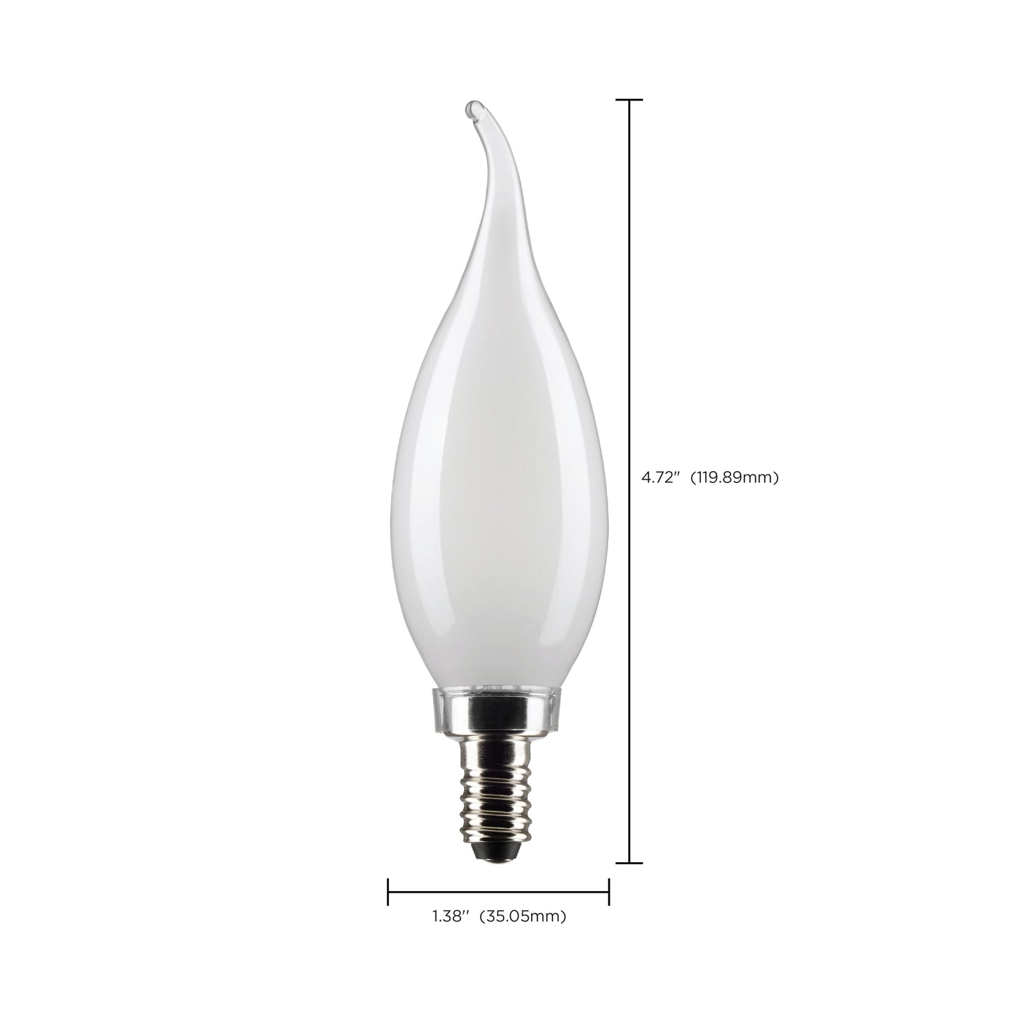 5.5 Watt CA10 LED Filament; Frost; Candelabra base; 90 CRI; 4000K; 120 Volt