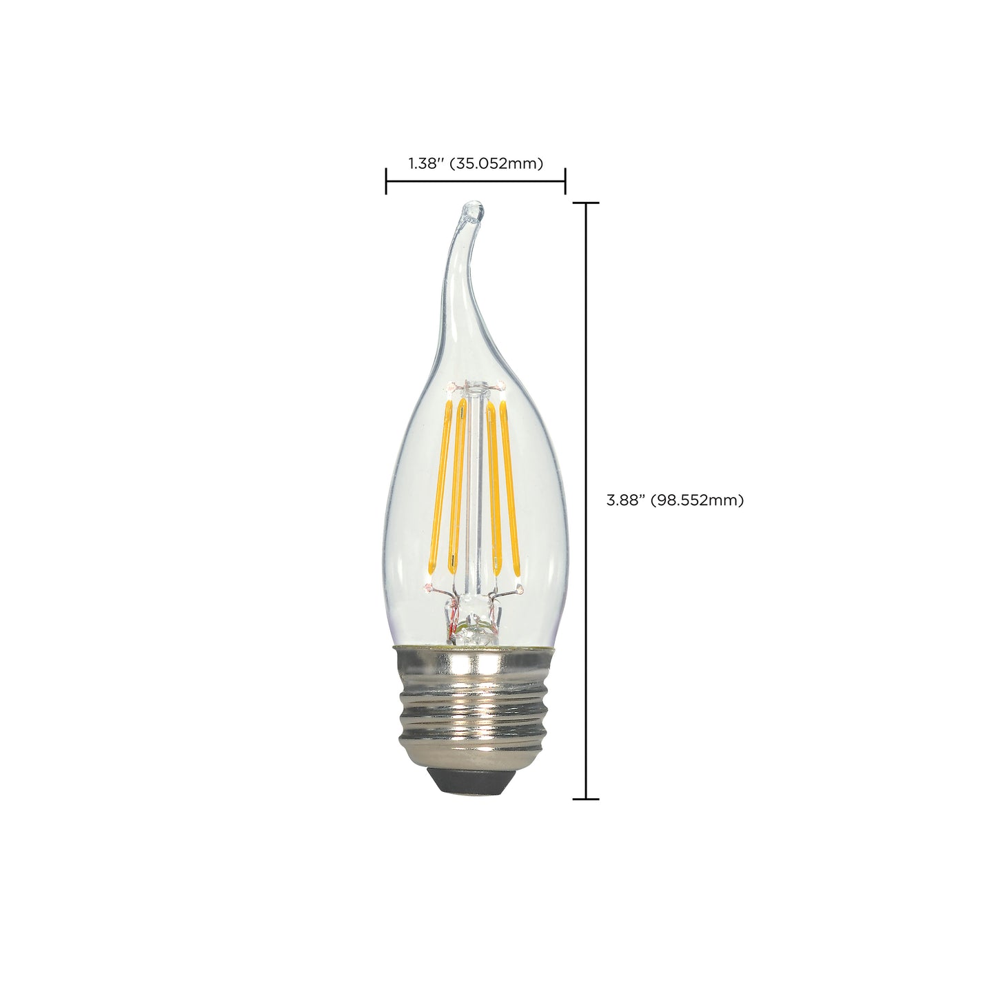 5.5 Watt CA10 LED Filament; Clear; Medium base; 2700K; 120 Volt; 2-Card