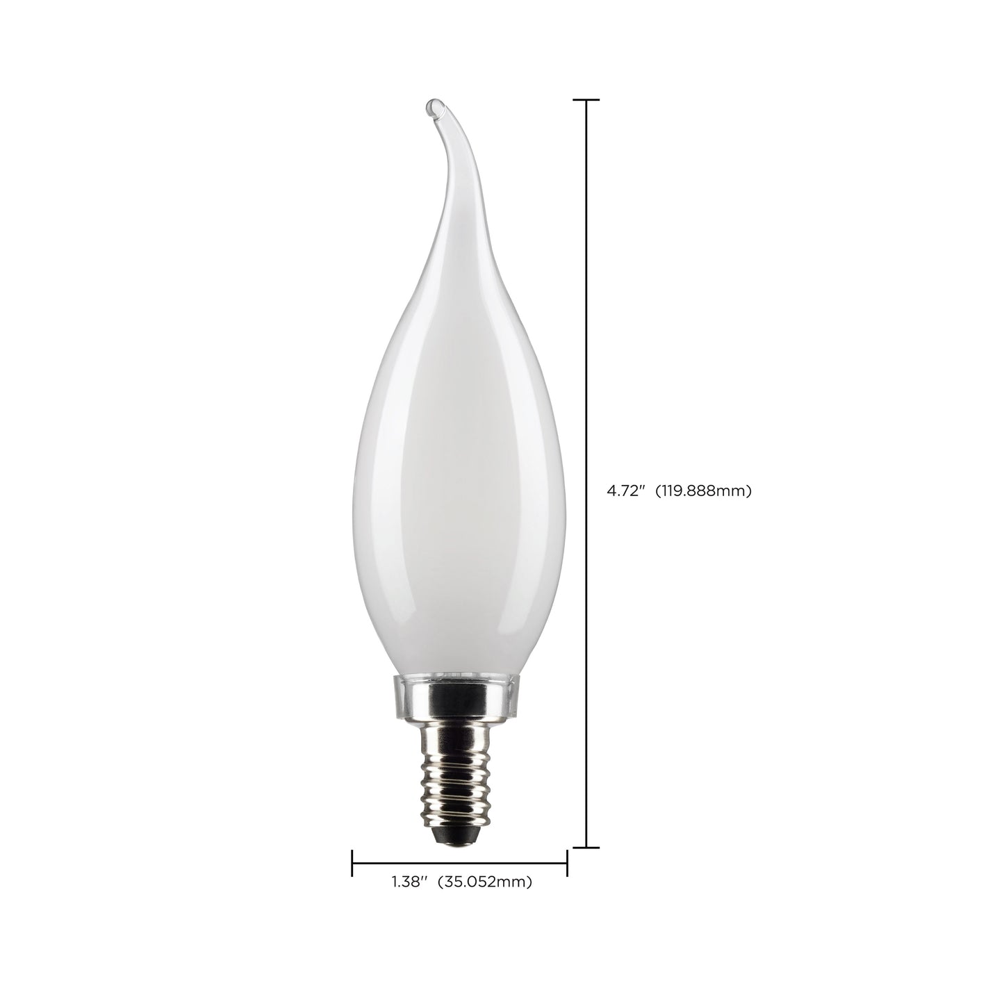 4 Watt CA10 LED Filament; Frosted; Candelabra Base; 3000K; 350 Lumens; 120 Volt; 2-Pack