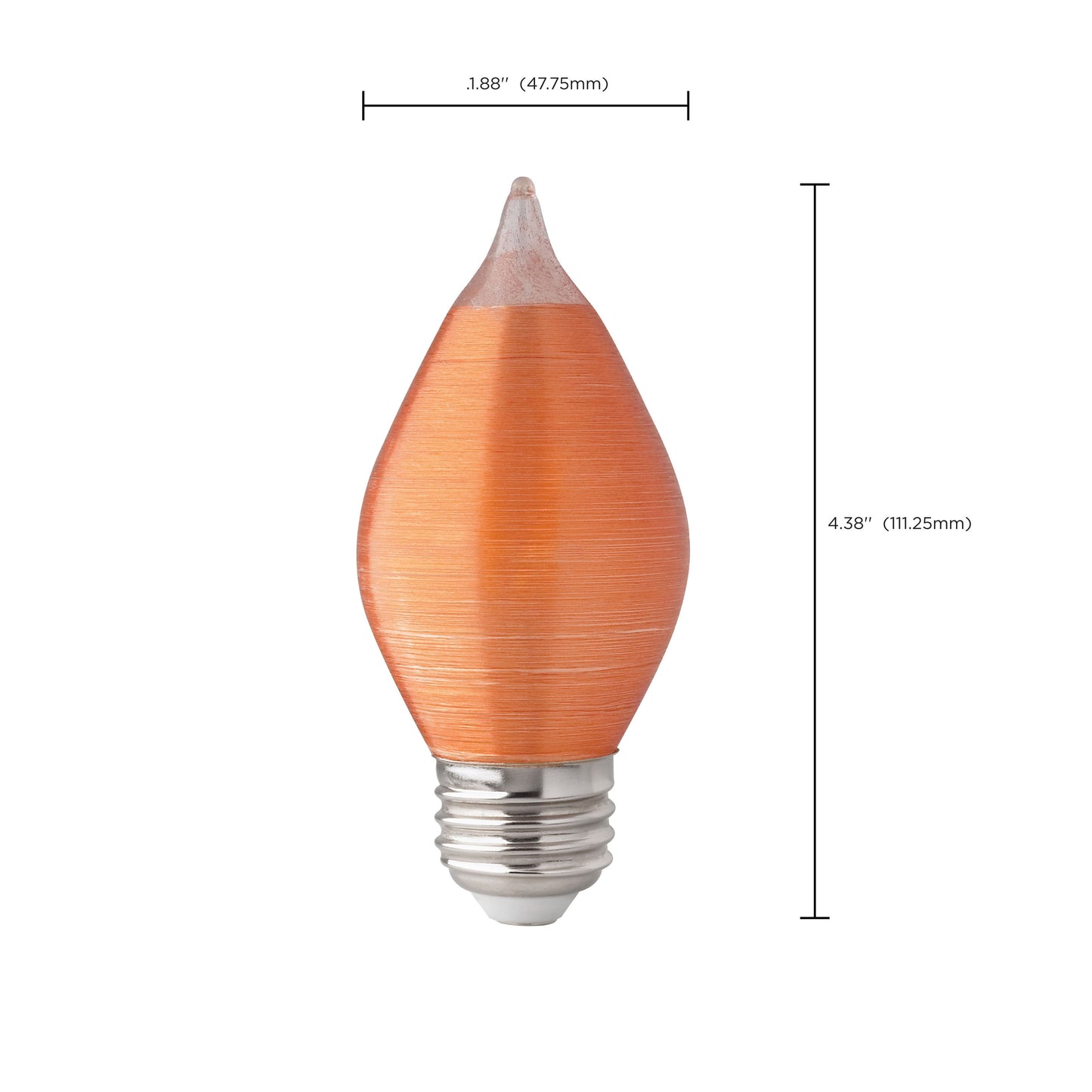 4 Watt C15 LED Filament; Satin Spun; Amber; Medium base; 2100K; 240 Lumens; 120 Volt; Carded