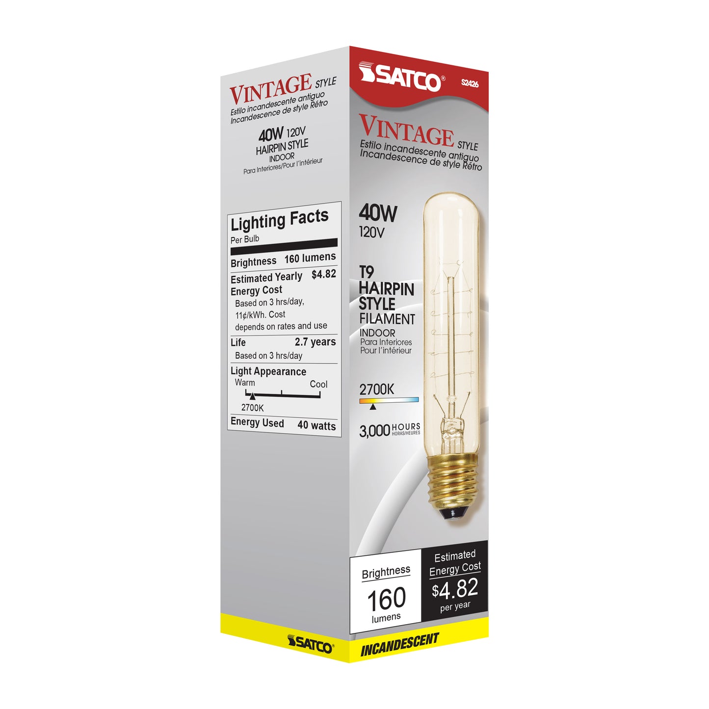 40 Watt T9 Incandescent; Clear; 3000 Average rated hours; 160 Lumens; Medium base; 120 Volt