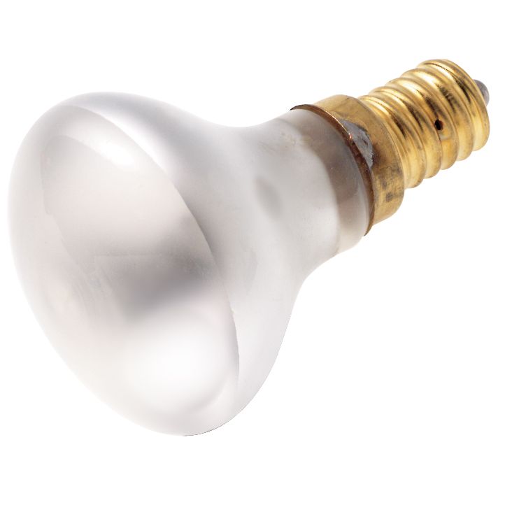 40 Watt R14 Incandescent; Frost; 1500 Average rated hours; 280 Lumens; European base; 130 Volt; Carded