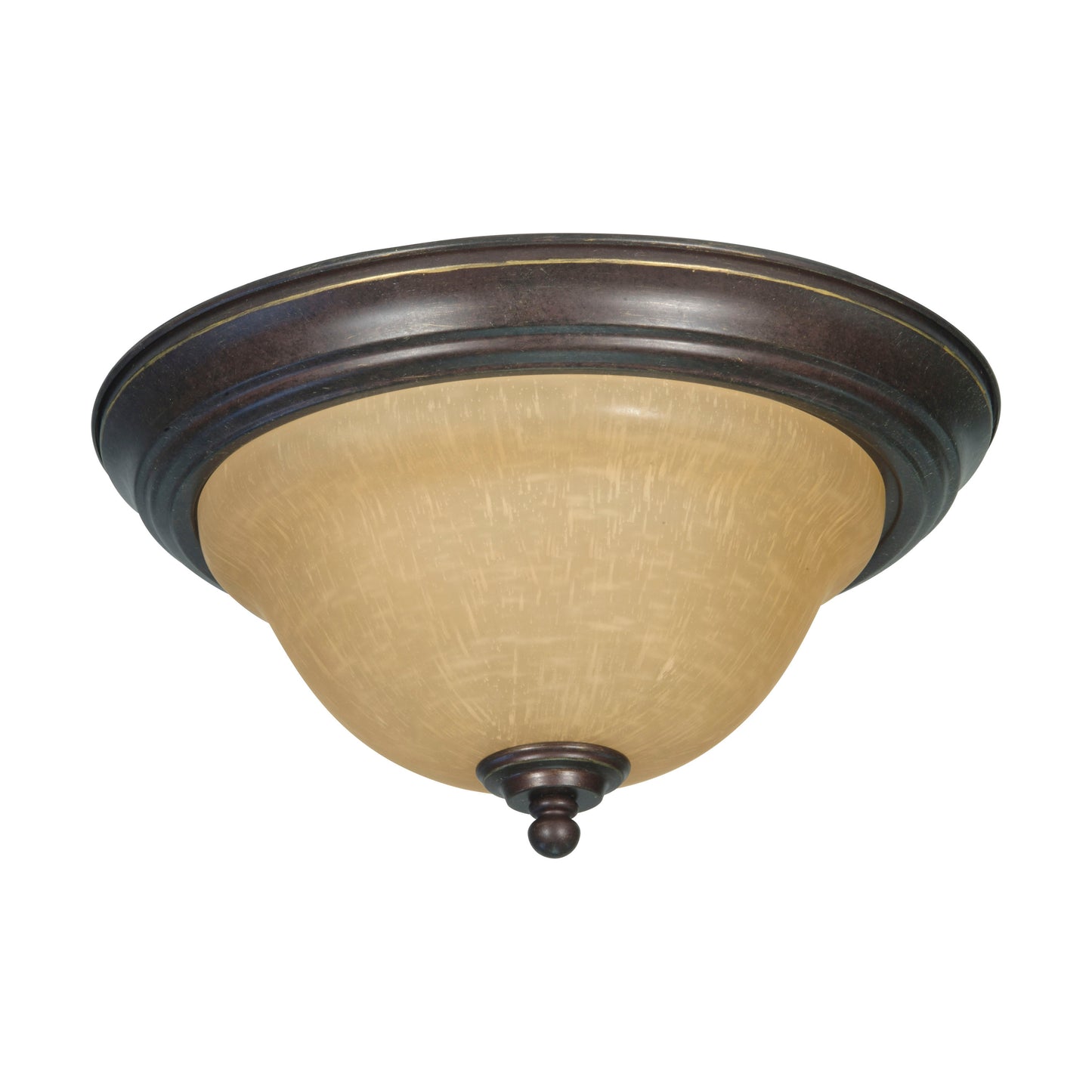 Castillo - 2 Light Flush Mount with Champagne Linen Washed Glass - Sonoma Bronze Finish
