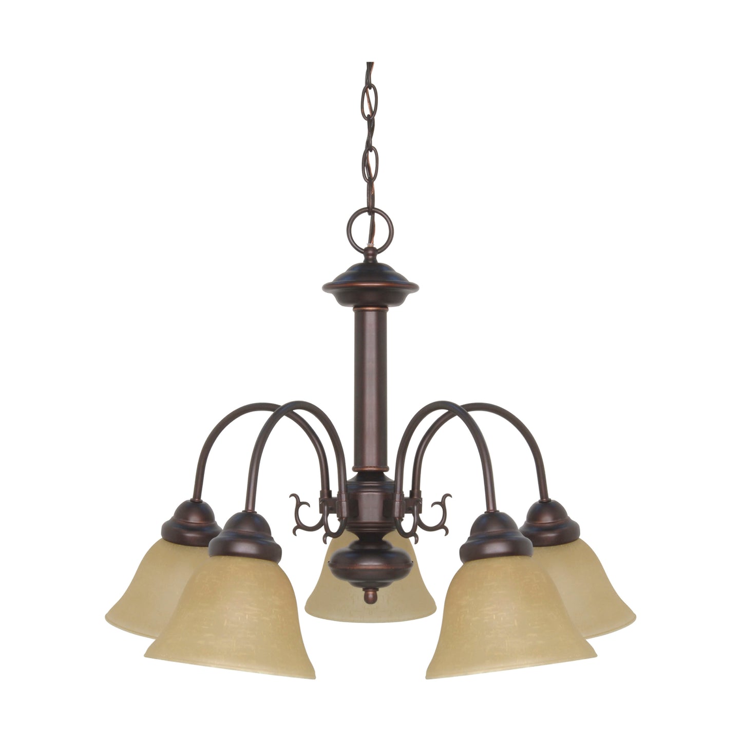 Ballerina - 5 Light Chandelier with Champagne Linen Washed Glass - Mahogany Bronze Finish